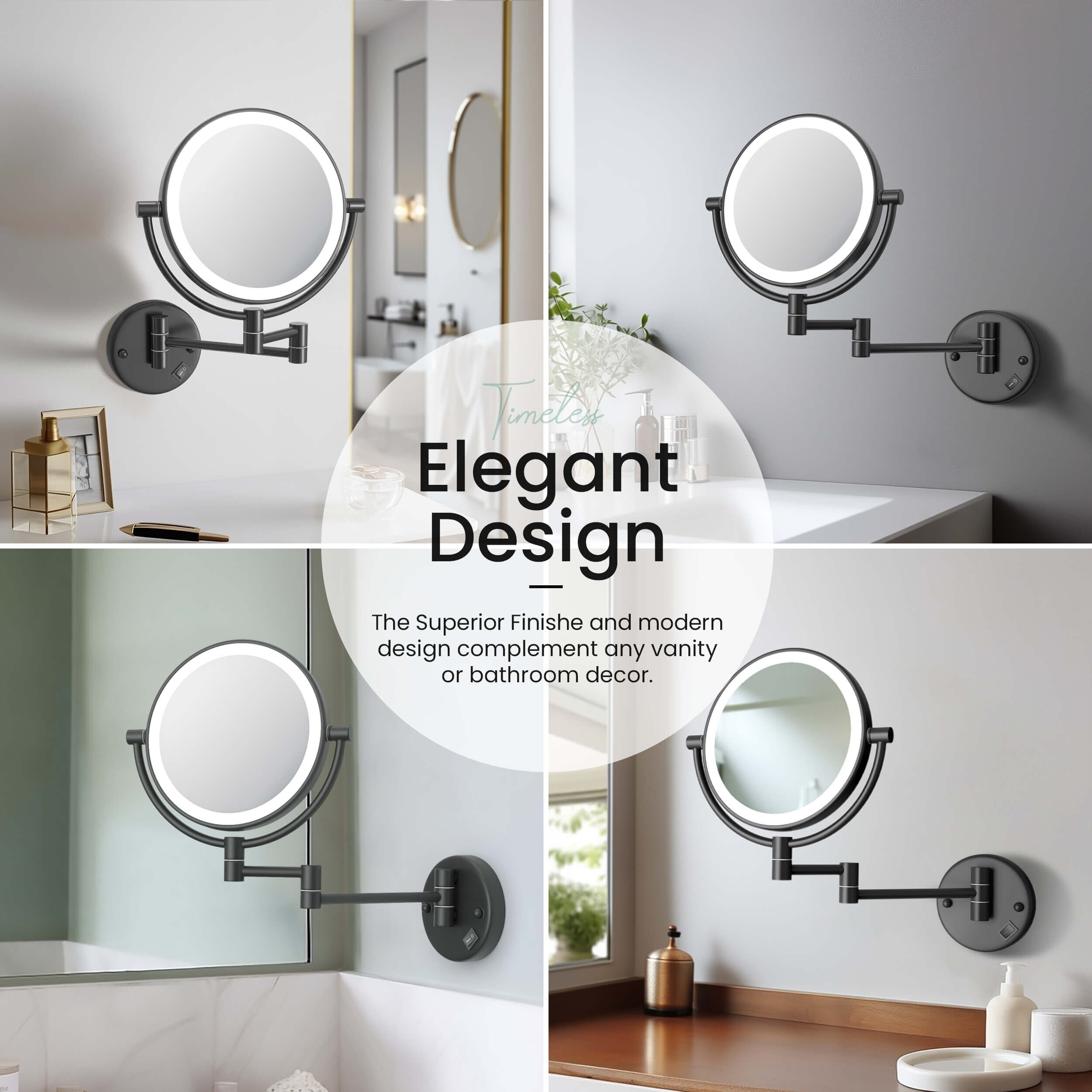 Circular LED Wall Mount Magnifying Make Up Mirror