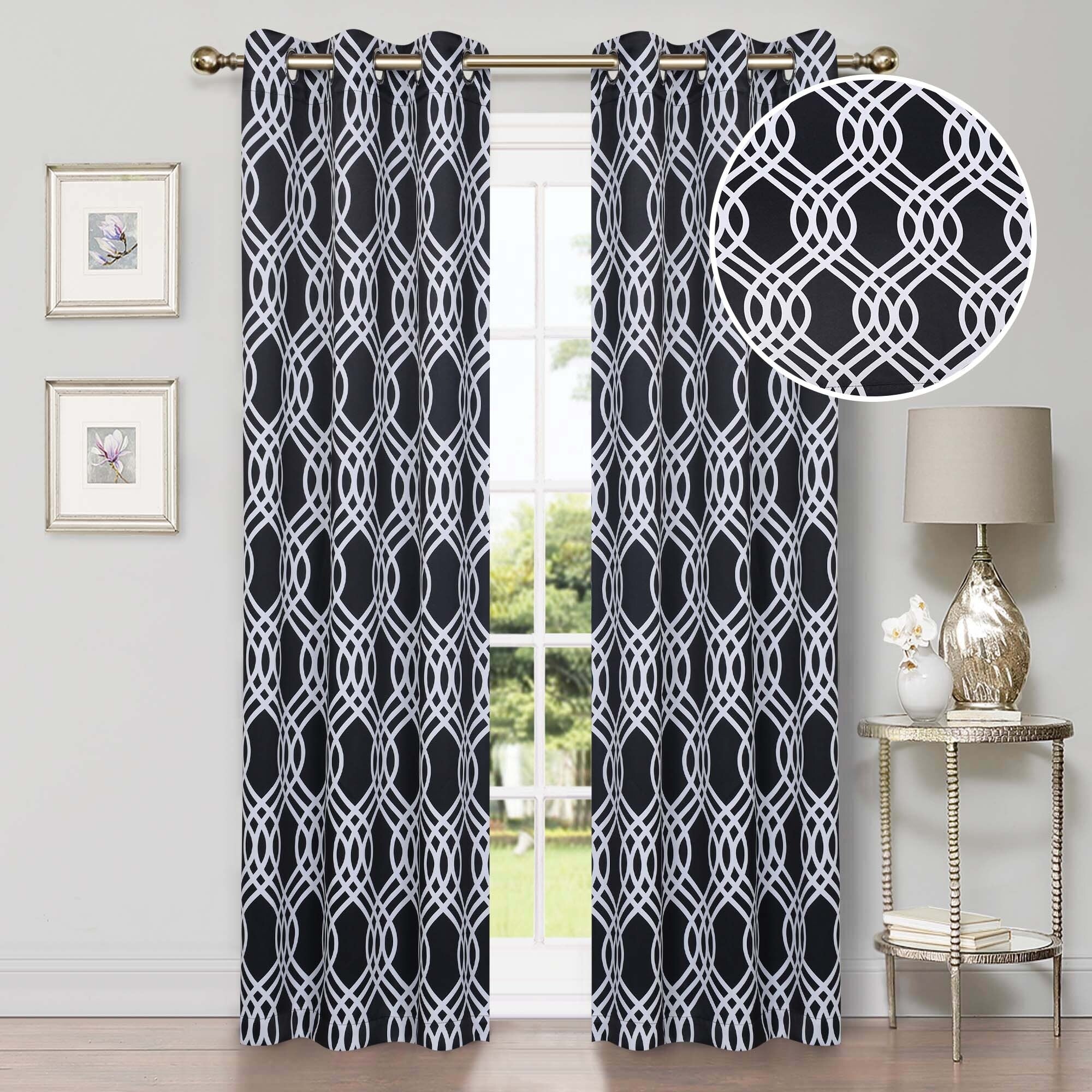 Superior Ribbon Washable Room Darkening Curtains, Set of 2 Panels