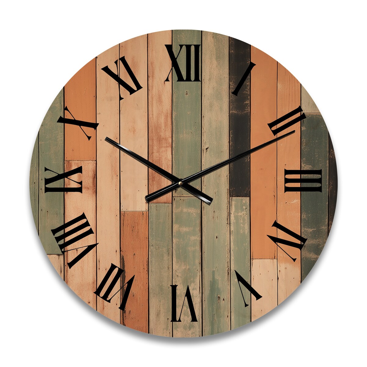 Designart Vertical Elegance Minimal Retrovisions II Abstract Midcentury Oversized Wood Wall Clock