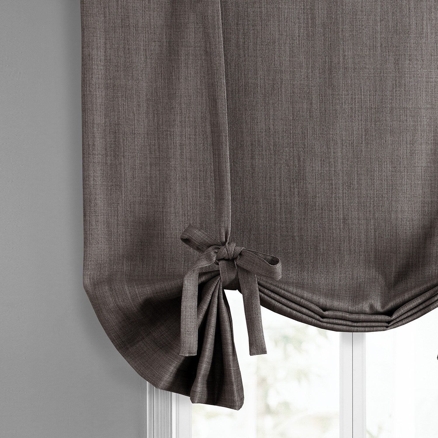 Exclusive Fabrics Faux Linen Room Darkening Tie-Up Window Shade (1 Panel)