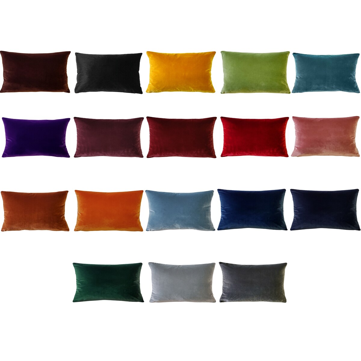 Pillow Decor Castello Soft Velvet Throw Pillows (3 Sizes, 18 Colors)