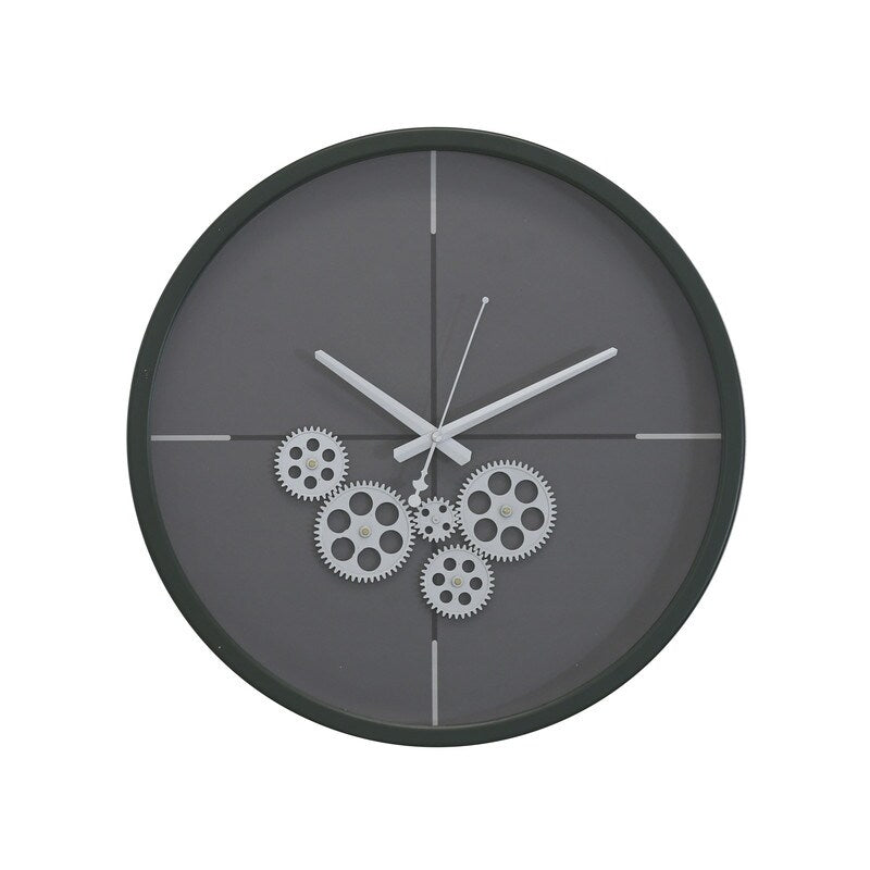 Modern Minimalist 18D Dark Green Clock with Open Moving Gears