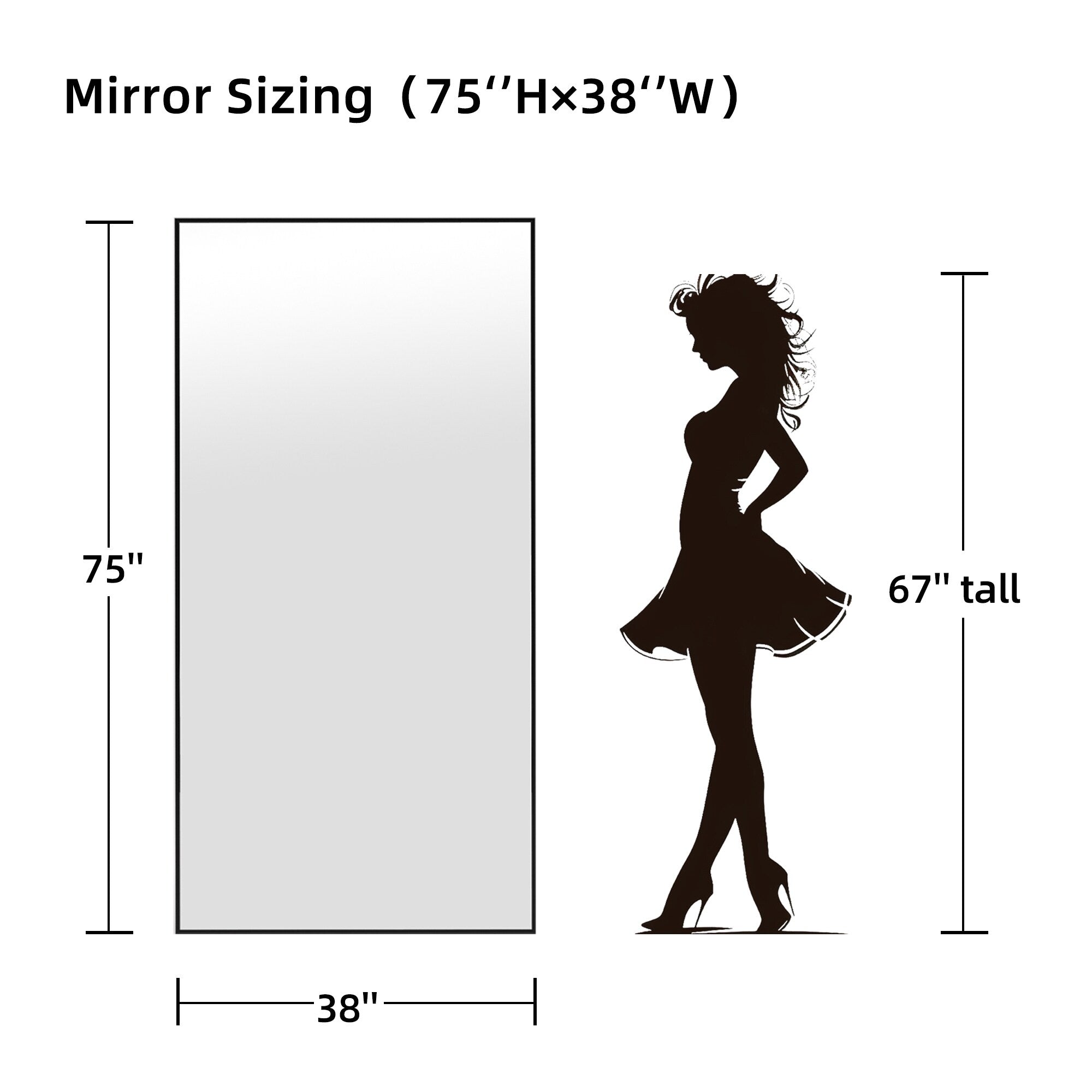 Modern Oversized Aluminum Alloy Full-Length Floor Mirror - 75*38