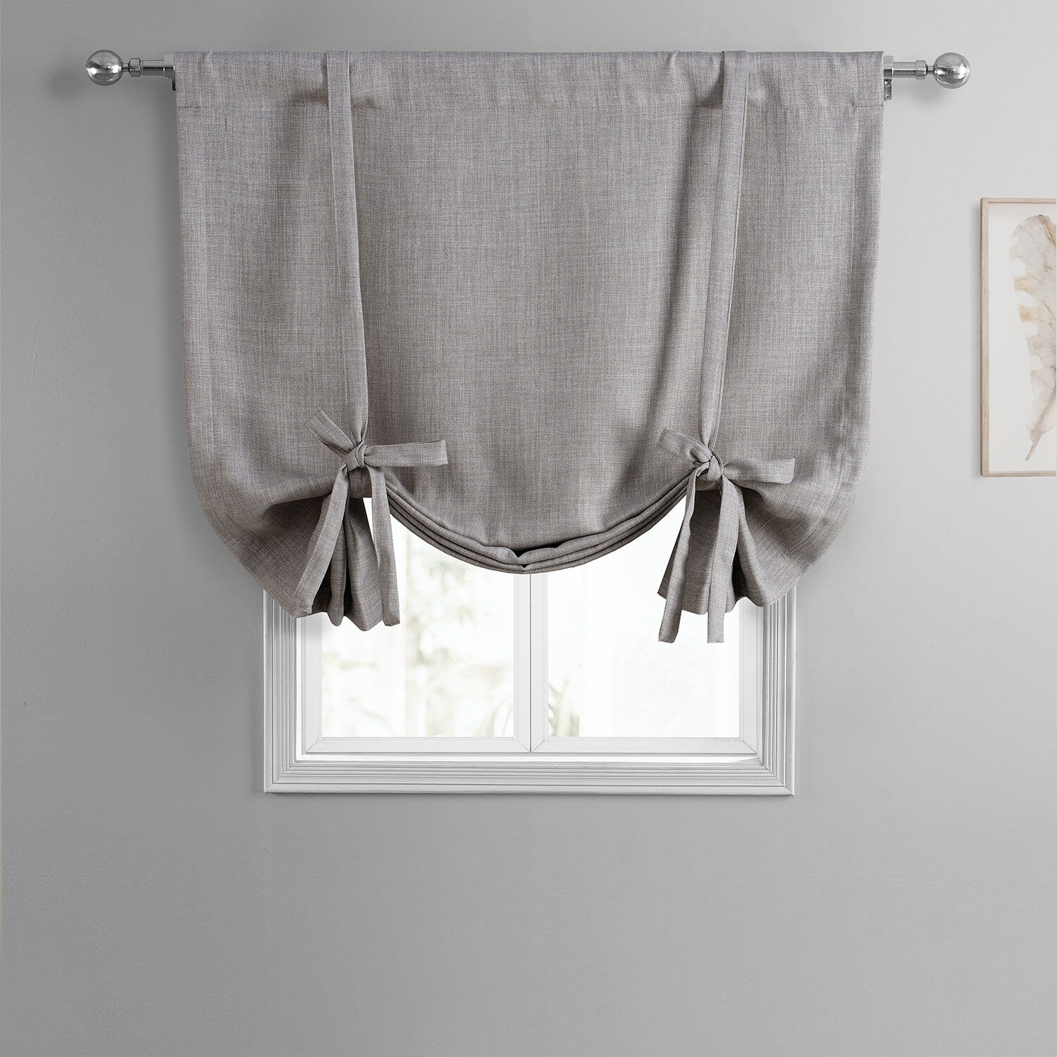 Exclusive Fabrics Faux Linen Room Darkening Tie-Up Window Shade (1 Panel)