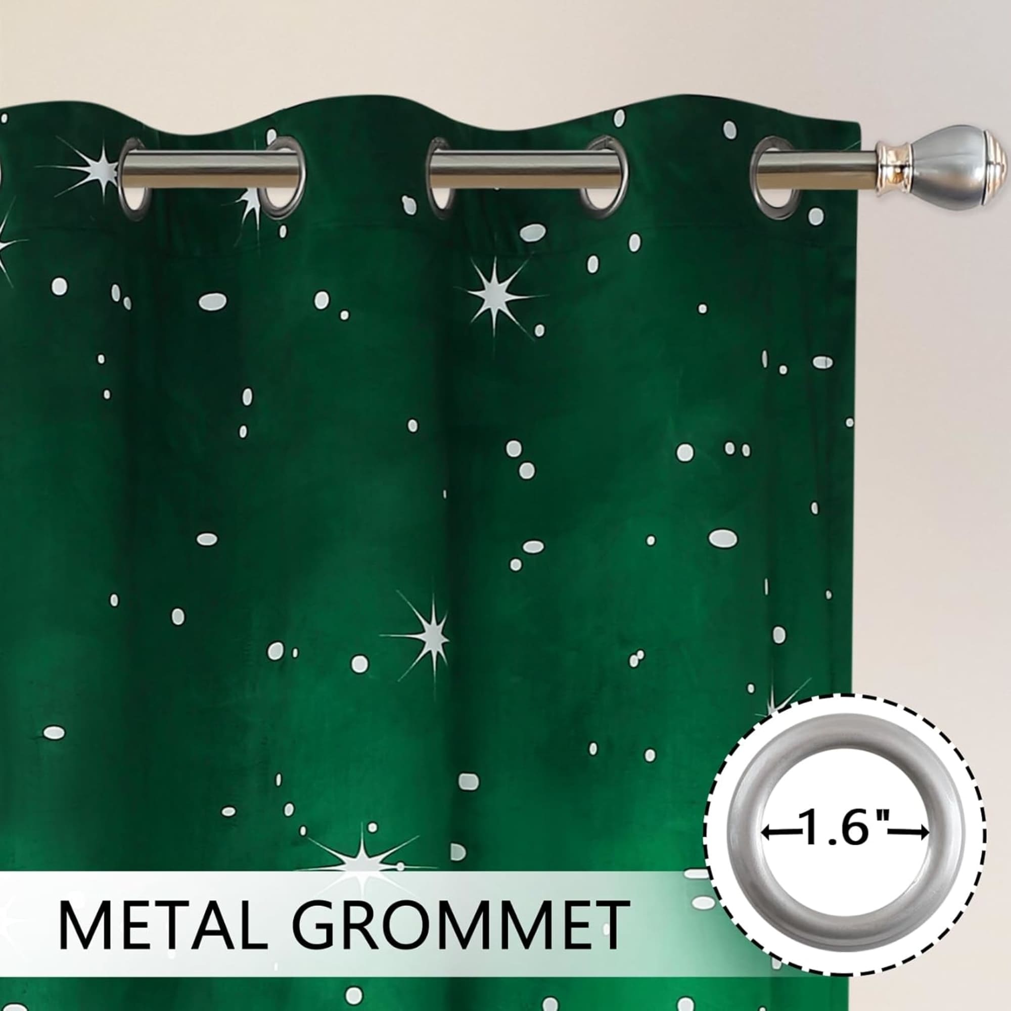 Christmas Snowflake Room Darkening Velvet Curtains 2 Panel Set