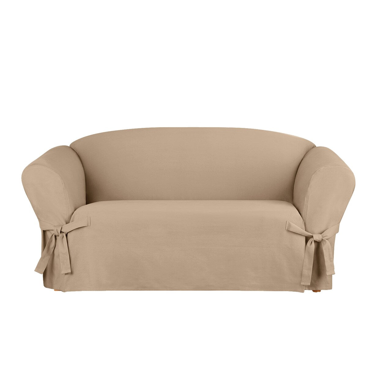 SureFit Heavyweight Cotton Duck One-Piece Loveseat Slipcovers with Seat Elastic