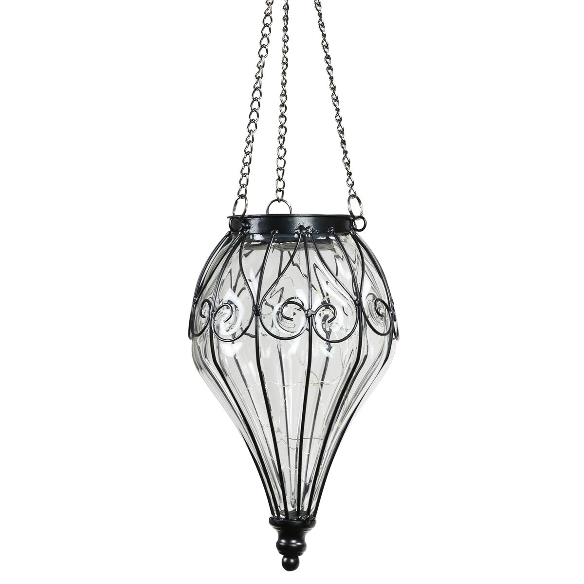 Exhart Solar Clear Glass Hanging Lantern, 6.5 by 23.5 Inches