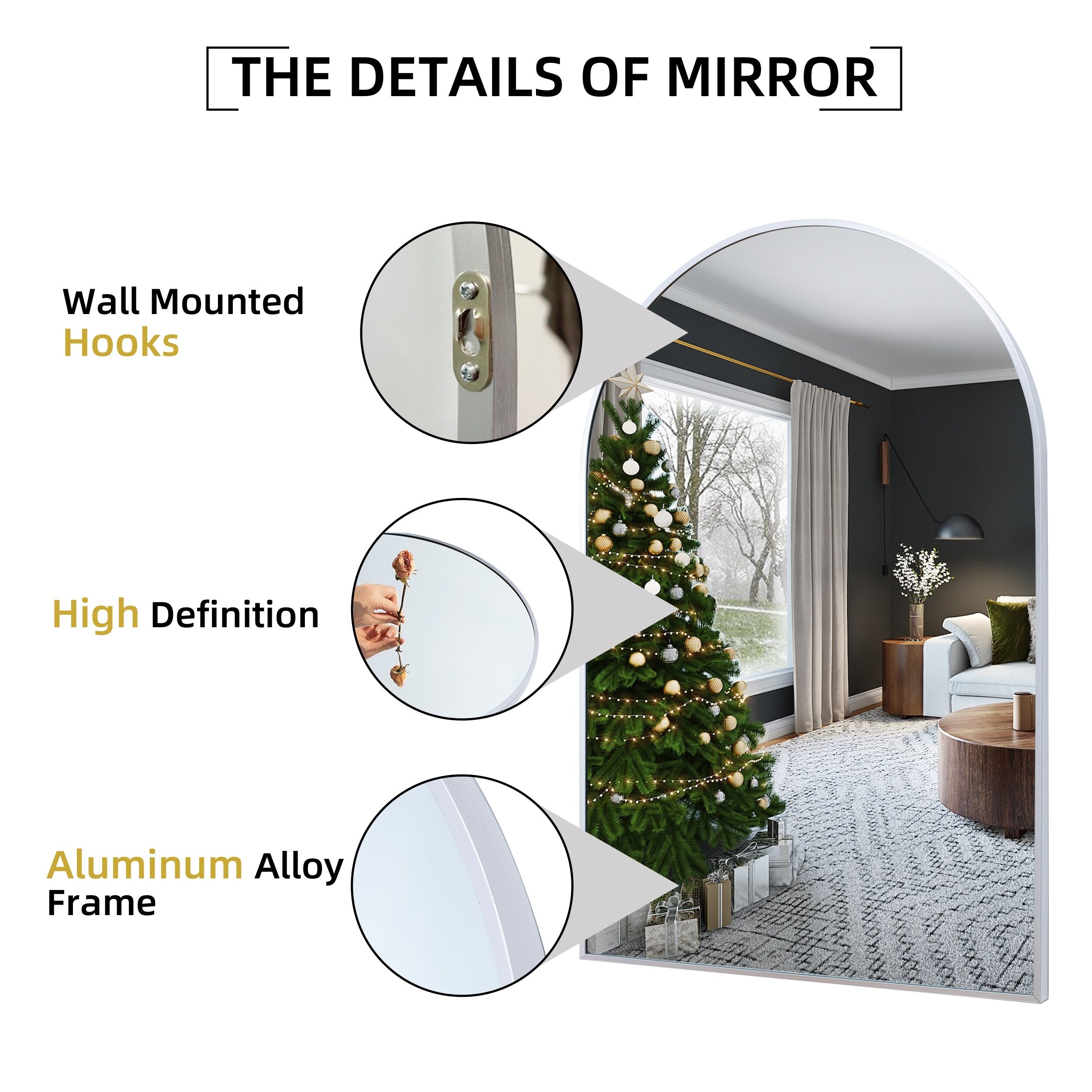 35.9x 23.9Arched Bathroom Mirror,Wall Mounted Mirror,Vanity Mirror,for Bedroom,Entryway