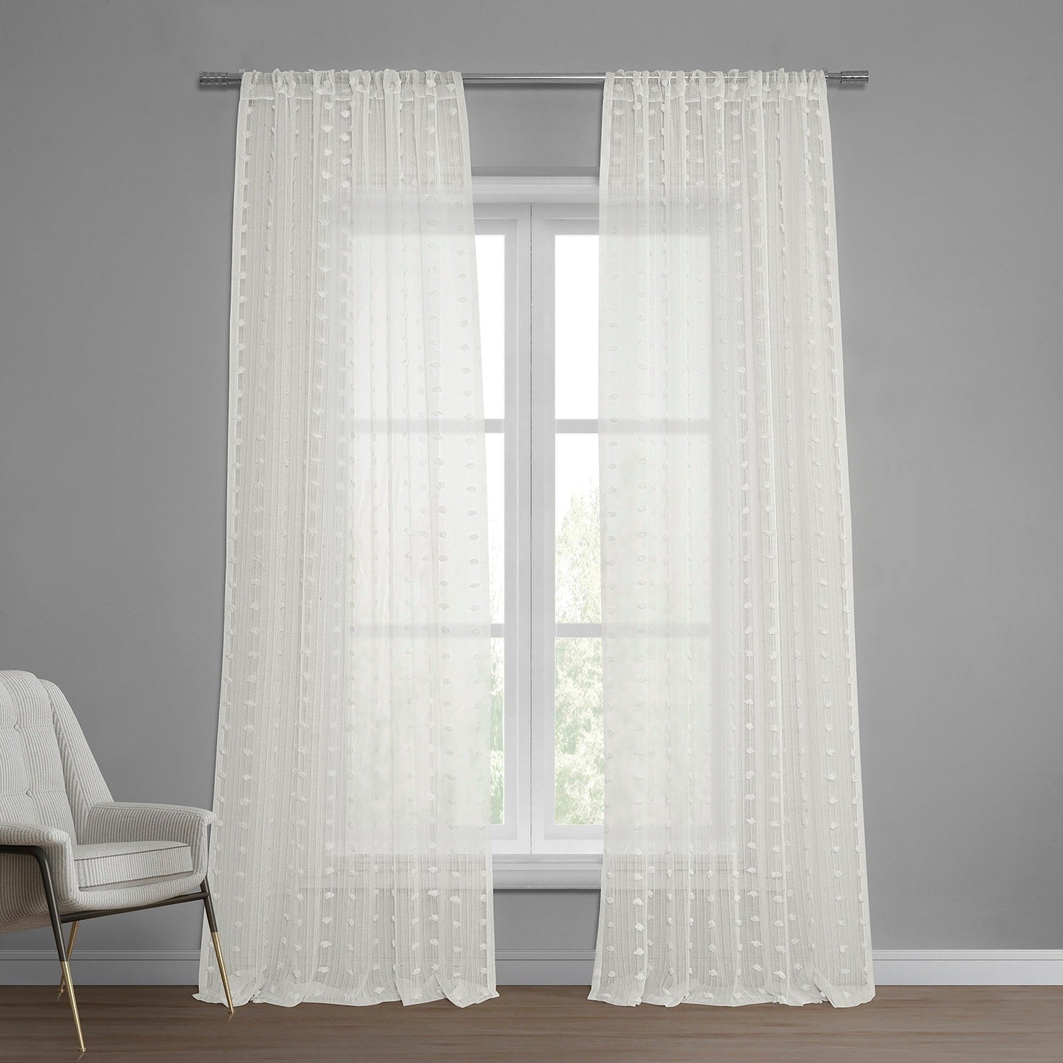 Exclusive Fabrics Strasbourg Dot Patterned Faux Linen Sheer Curtain (1 Panel)