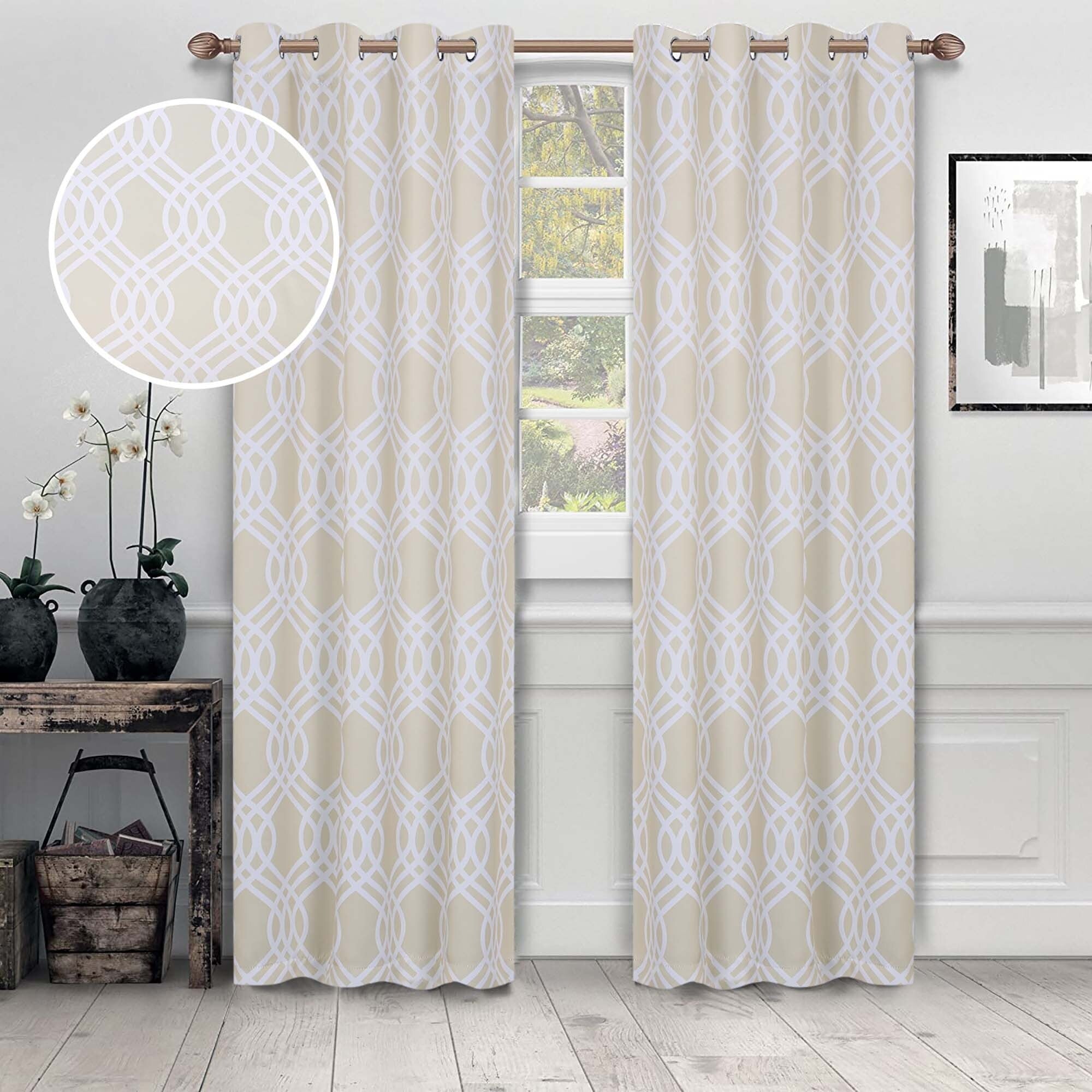 Superior Ribbon Washable Room Darkening Curtains, Set of 2 Panels