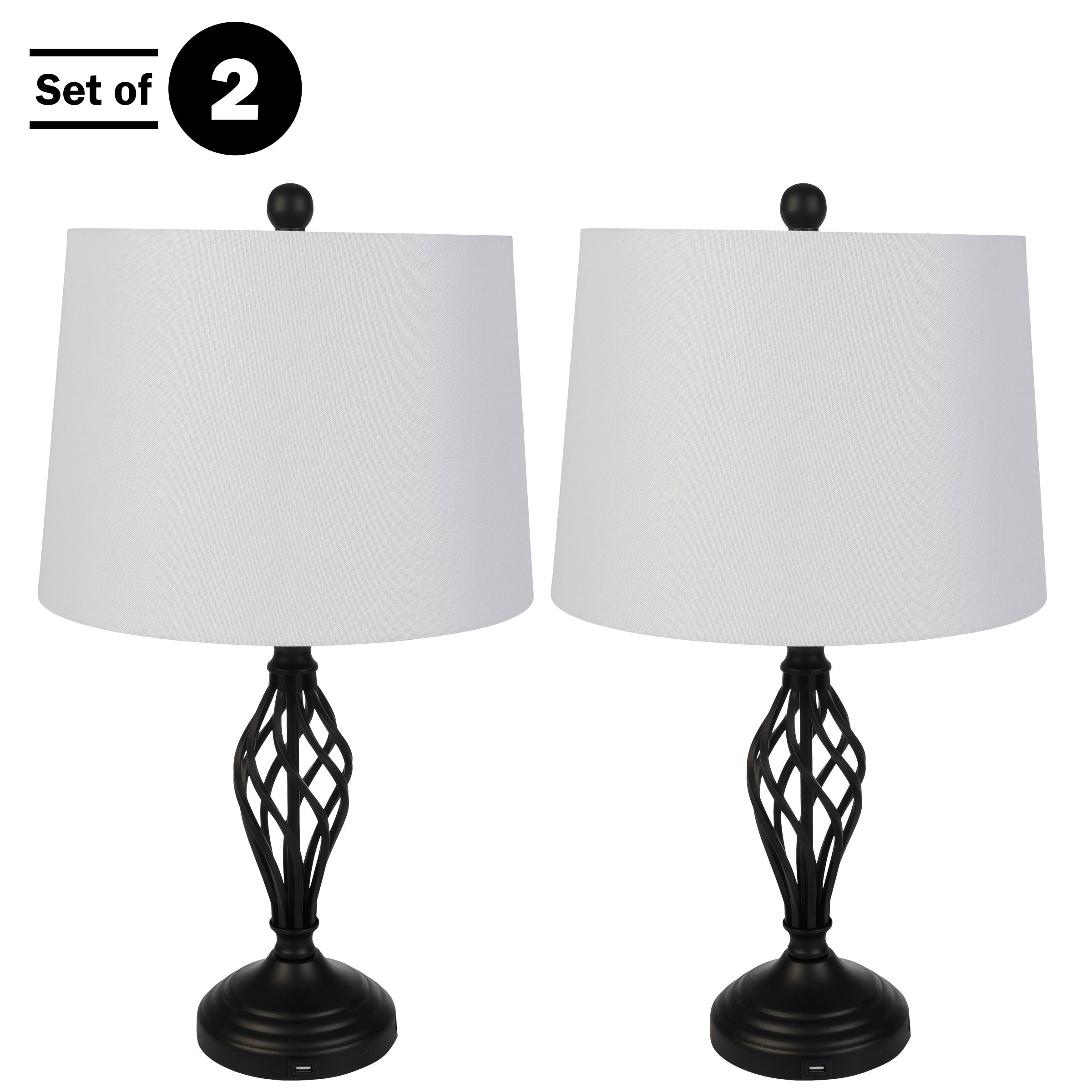 Lavish Home Set of 2 Modern Table Lamps