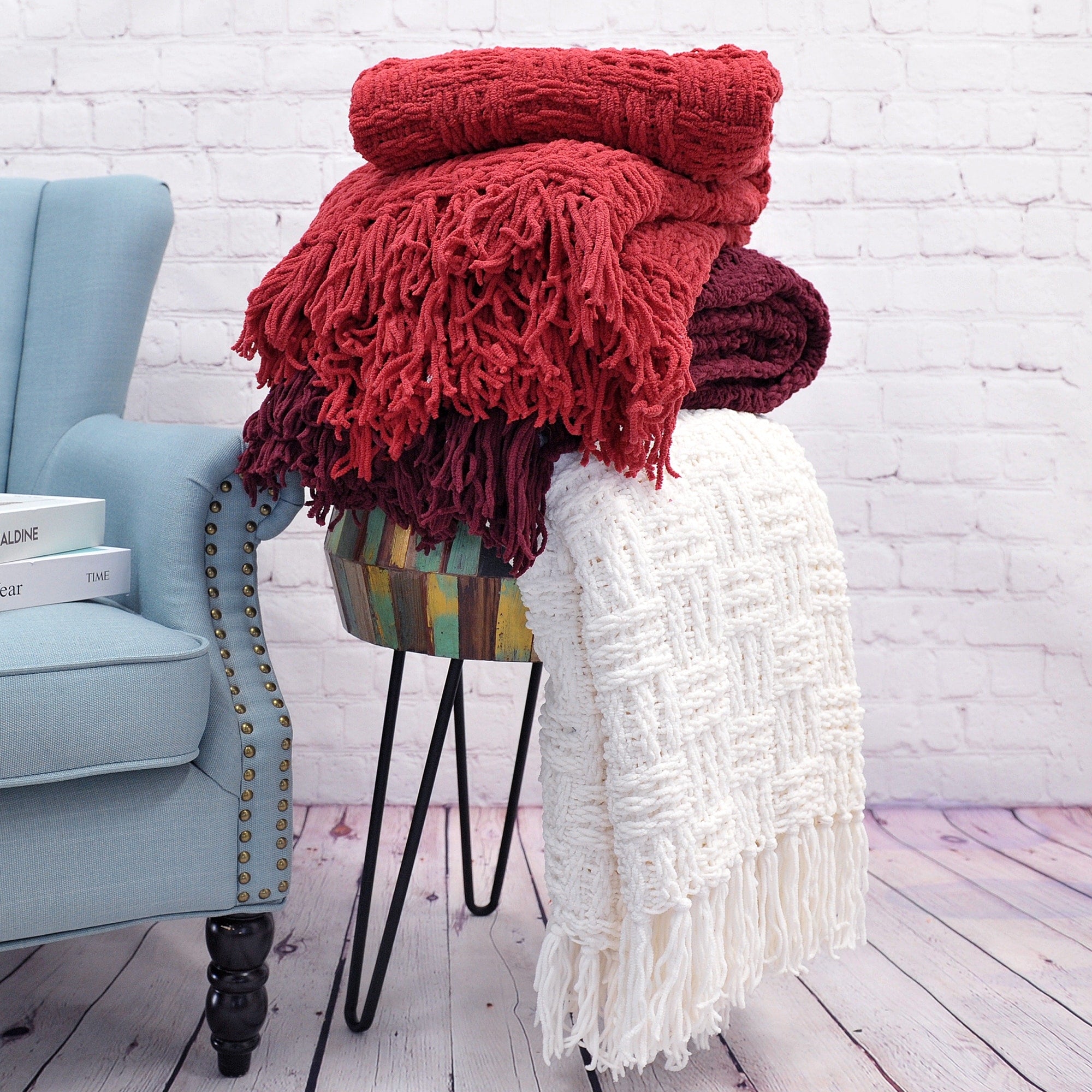 Cable Knitted Couch Cover Throw Blanket