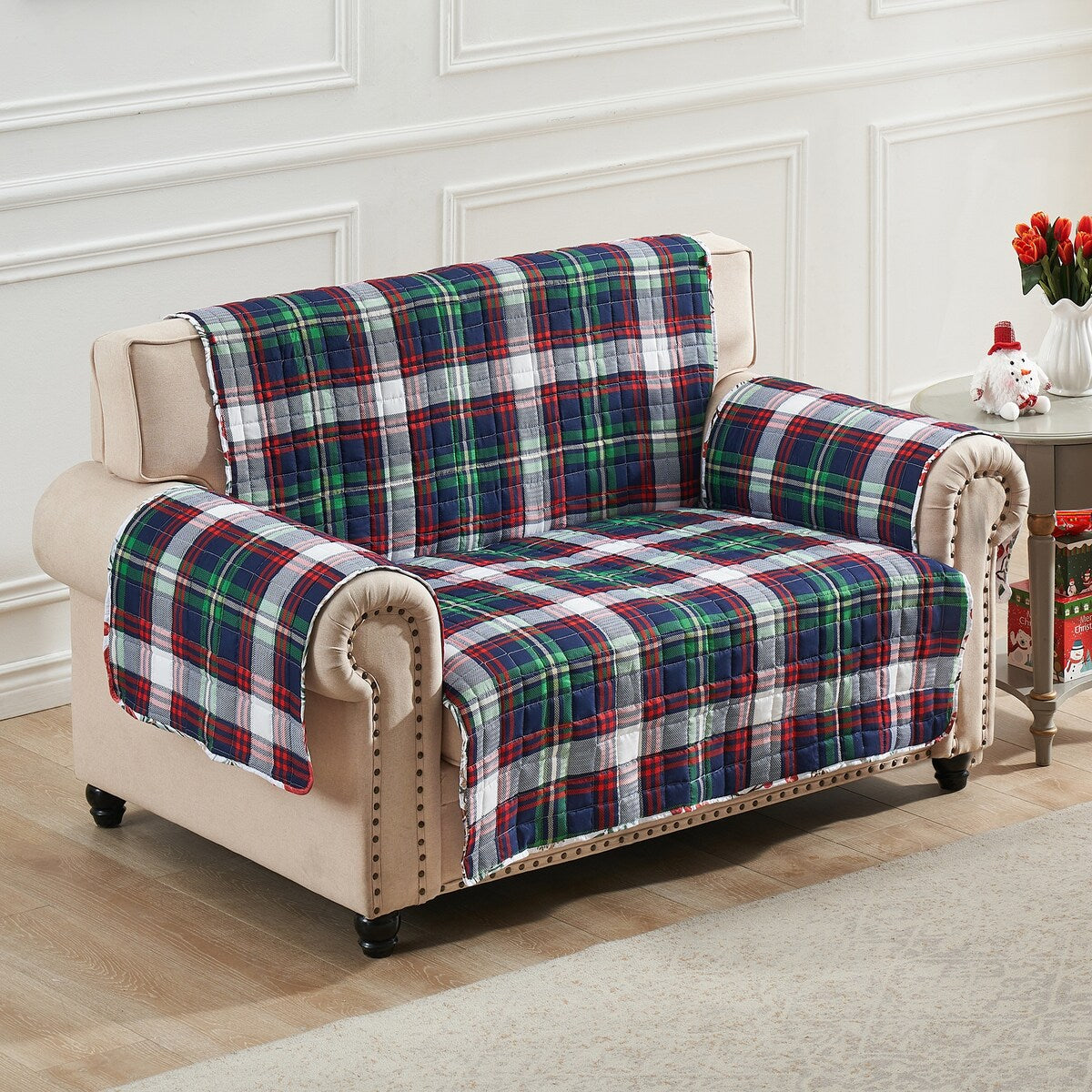 Greenland Home Cardinal Plaid Reversible Loveseat Protector - 103 x 76 inches