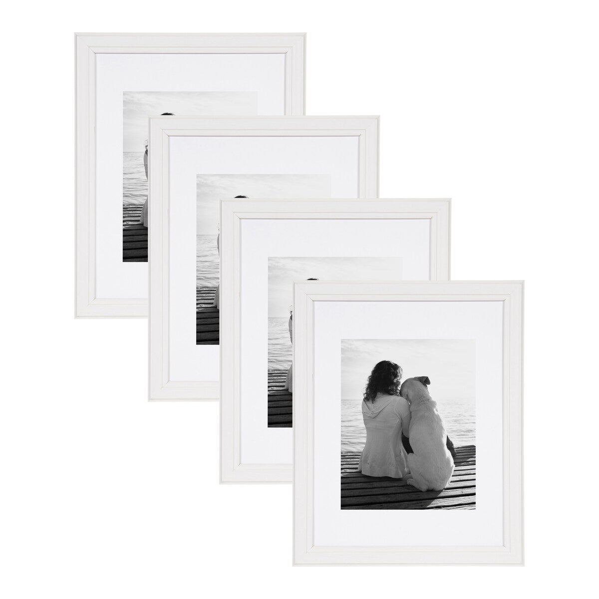 DesignOvation Kieva 11x14 matted to 8x10 Wood Picture Frame, Set of 4