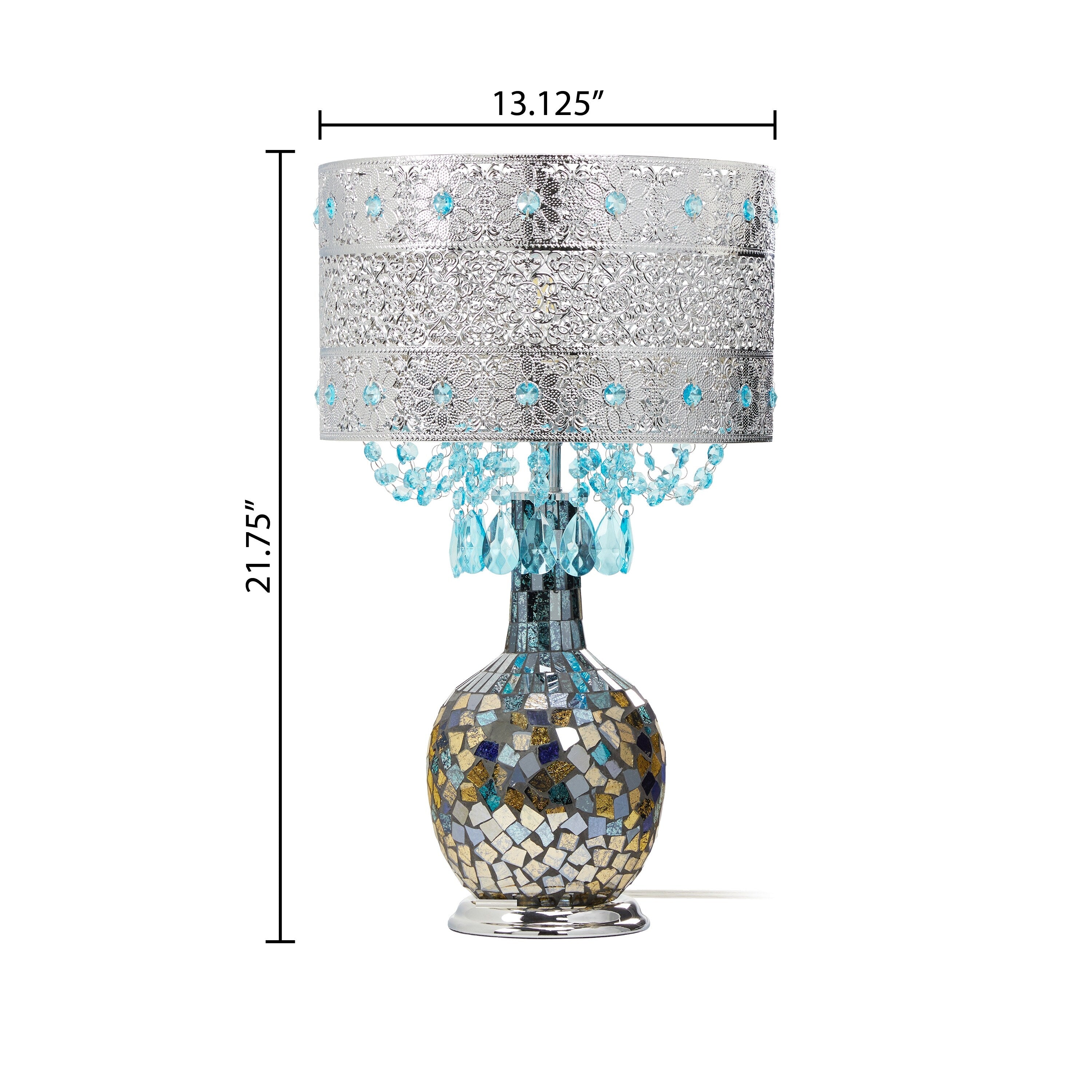 River of Goods Mattei Jeweled Metal Shade with Mosaic Base Table Lamp