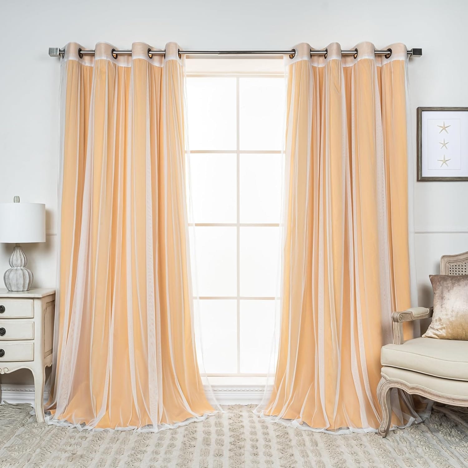 Aurora Home Mix-n-Match Blackout and Tulle Lace 4-pc. Grommet Curtain Set