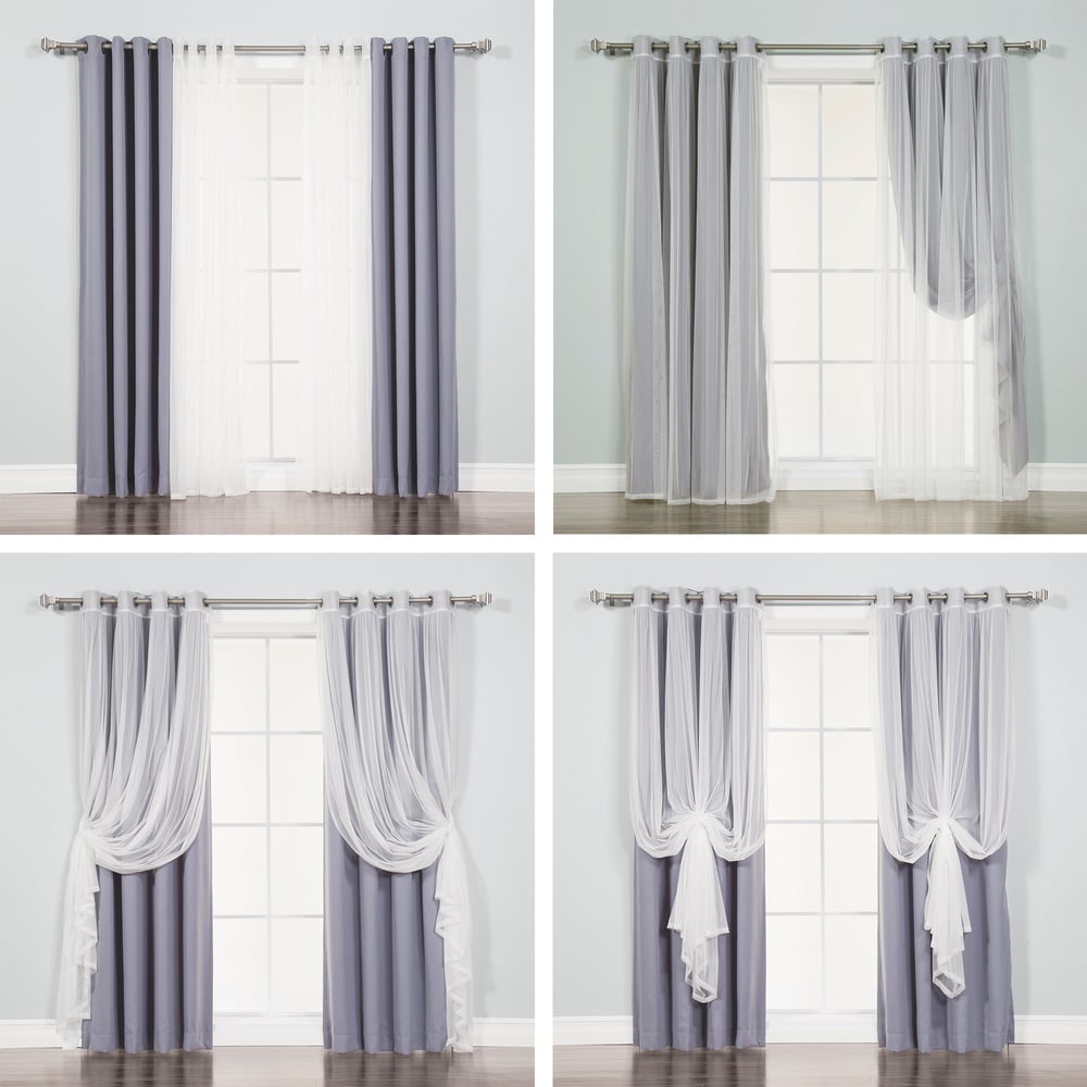 Aurora Home Mix & Match Agatha Sheer and Blackout 4 Piece Curtain Set