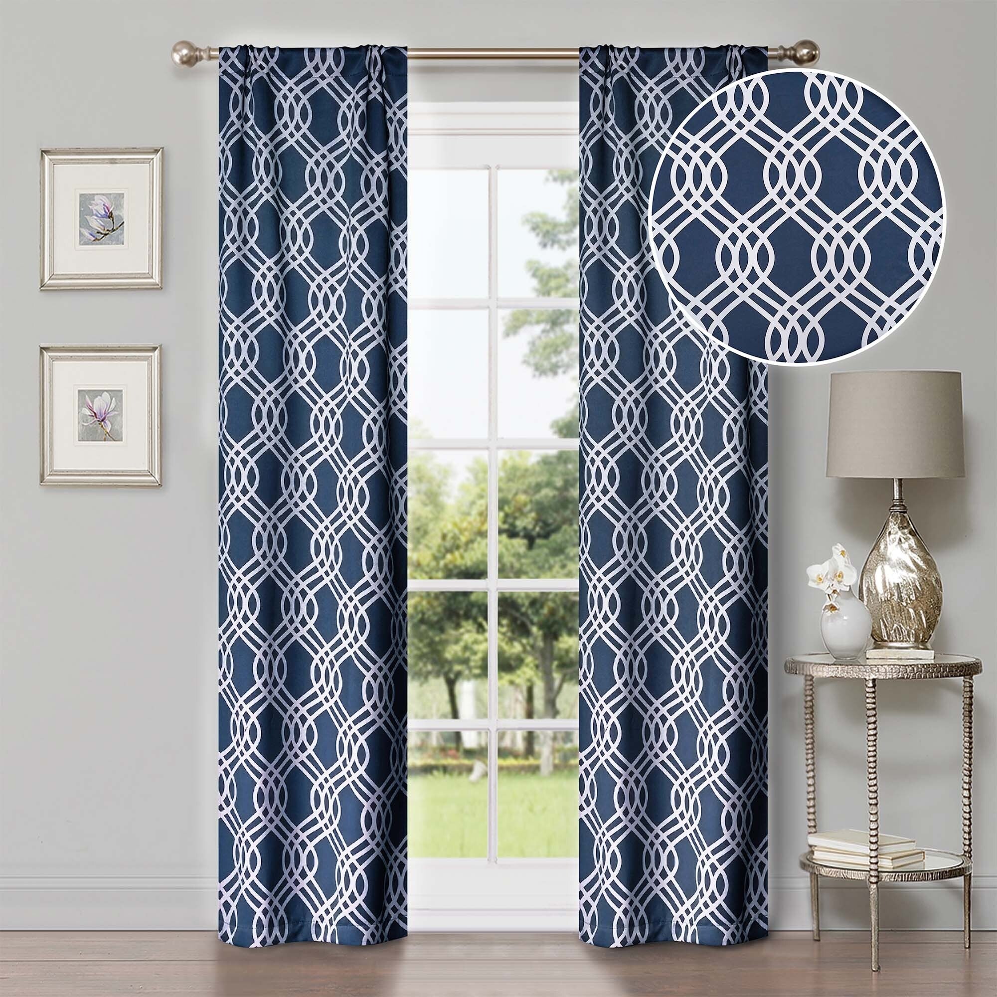 Superior Ribbon Washable Room Darkening Curtains, Set of 2 Panels