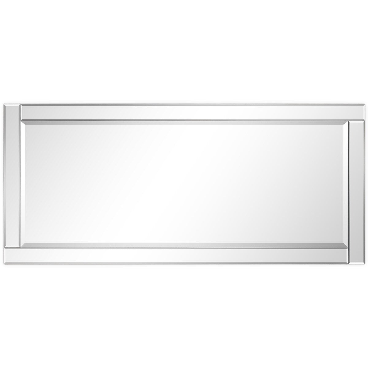 Beveled Rectangle Wall Mirror,Solid Wood Frame,1-Beveled Center, Bathroom,Bedroom,Living Room,Ready to Hang - Clear