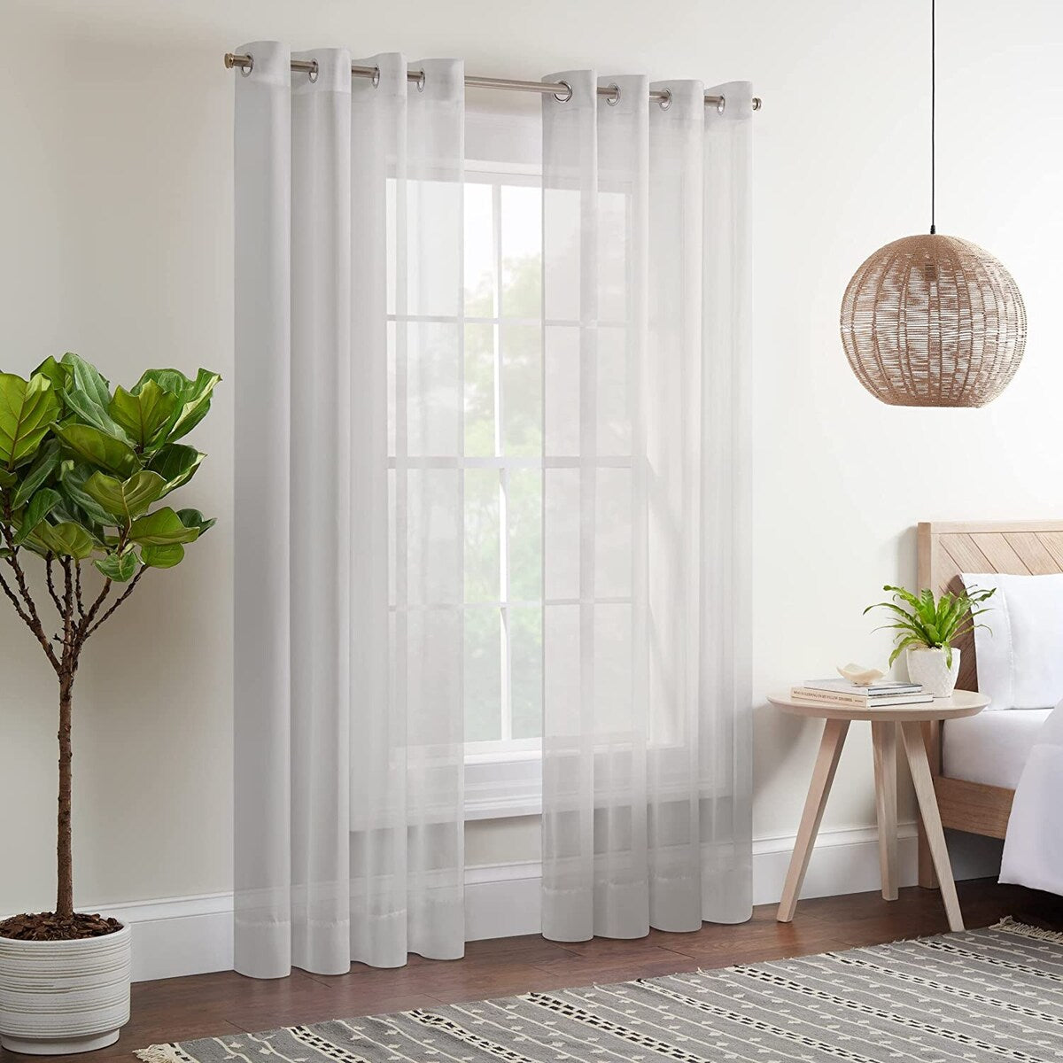 Eclipse Calia Modern Sheer Voile Light Filtering Grommet Curtains (2 Panels)