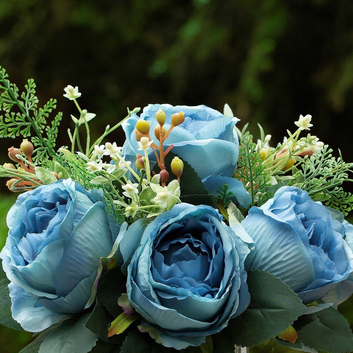 Mixed Peony Artificial Flowers in Vase with Faux Water, Silk Flower Arrangements in Vase for Home Decor, Wedding Table