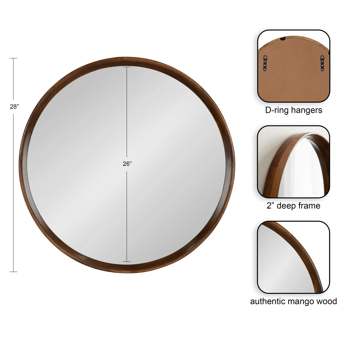 Kate and Laurel Prema Wood Framed Mirror