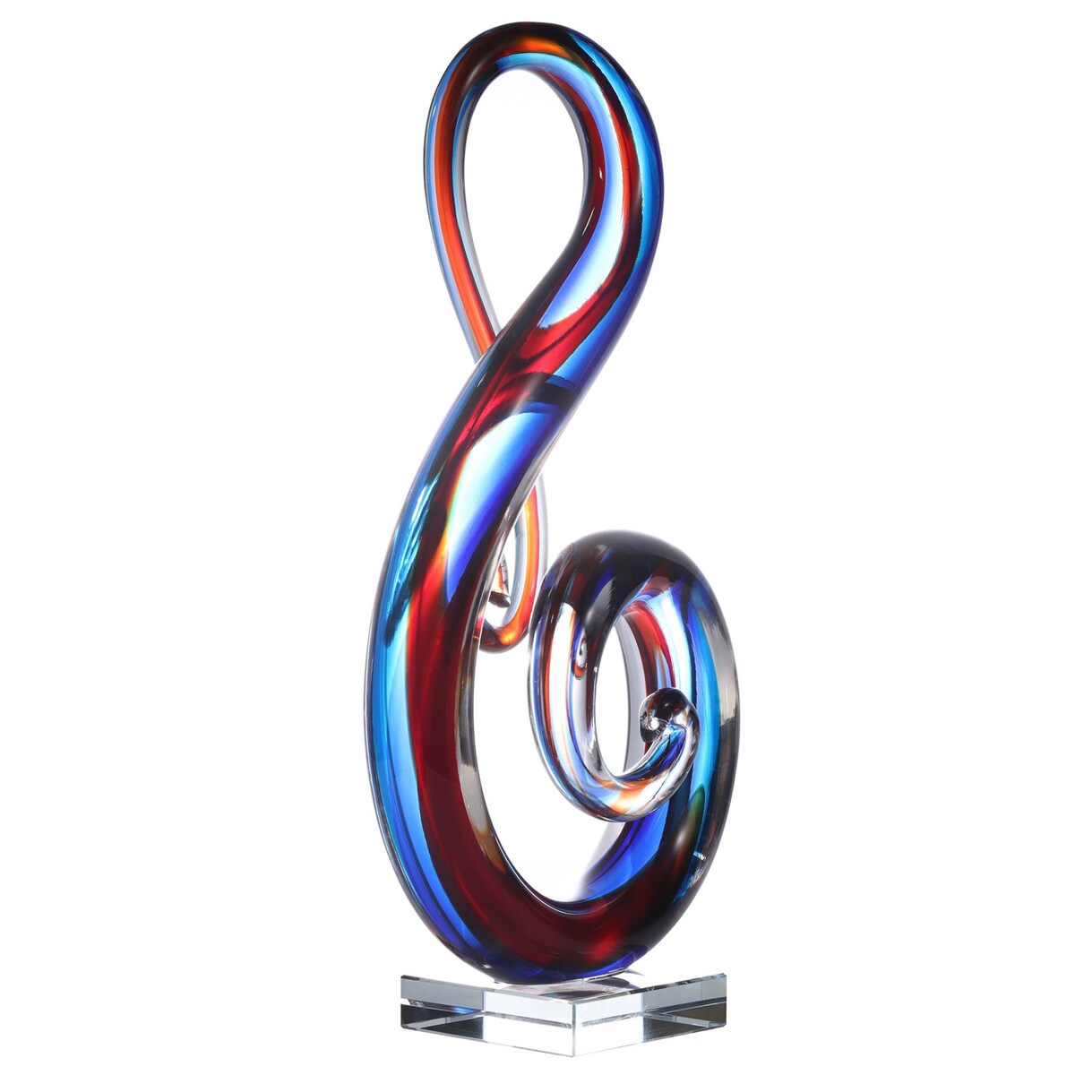 Luxury Lane Hand Blown Treble Sommerso Art Glass Sculpture