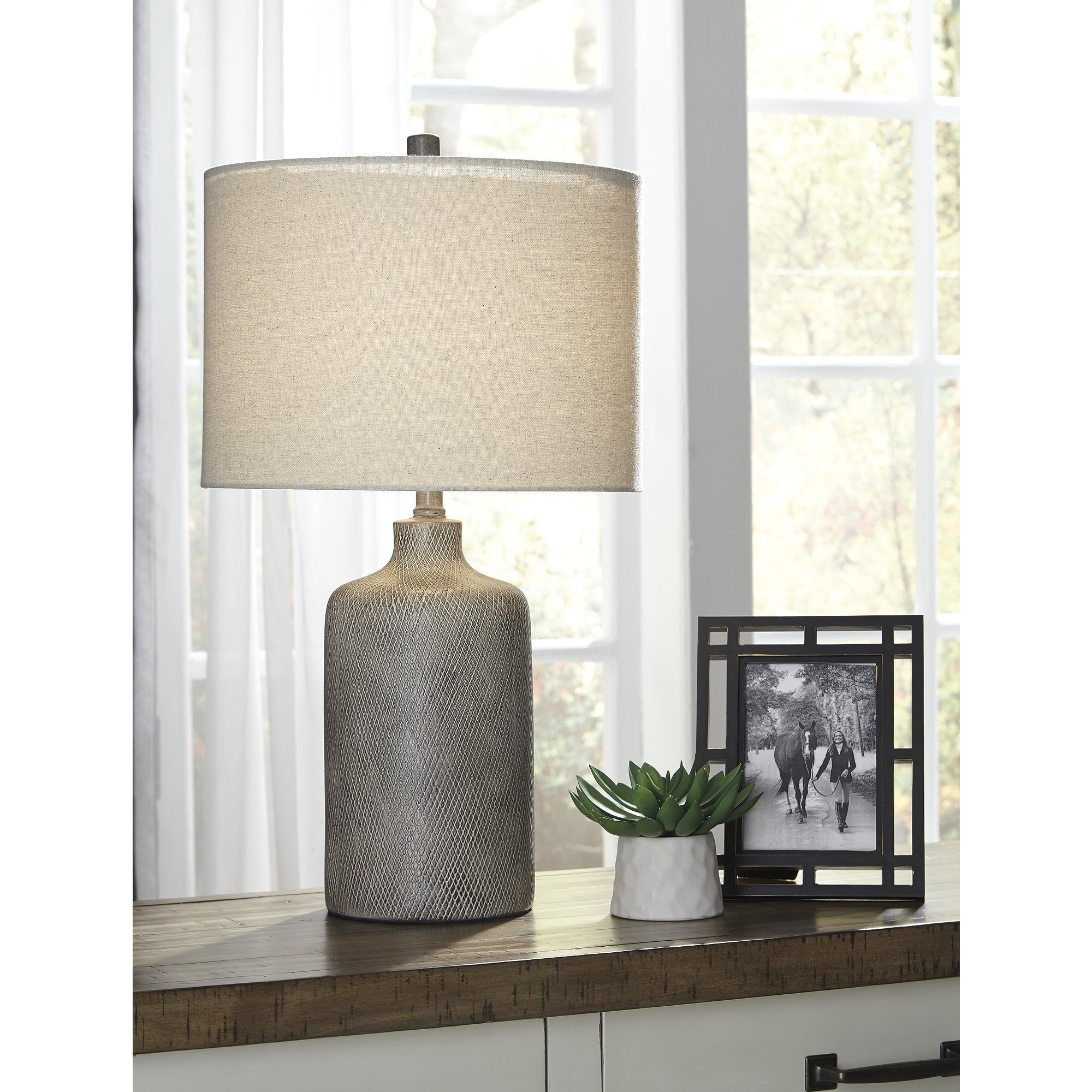 Linus Antique Black Contemporary 25 Inch Table Lamp - 14 W x 14 D x 25 H