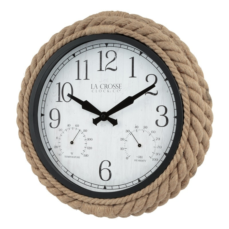 La Crosse Clock 14 Rowan In/Outdoor Rope Quartz Wall Clock