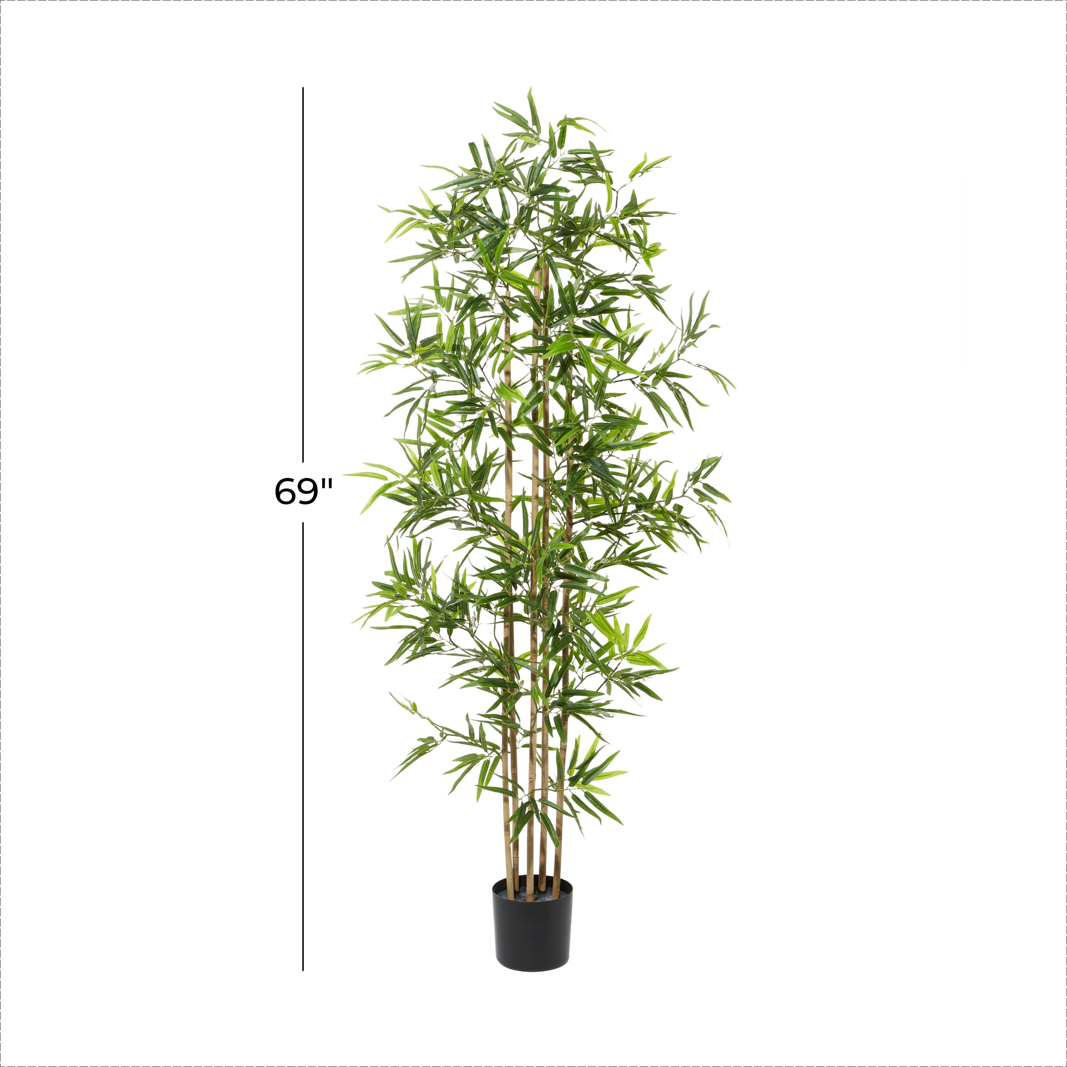 Faux Foliage Bamboo Artificial Tree with Realistic Leaves and Black Plastic Pot - Green - Roche River Decor - 32W x 34L x 72H