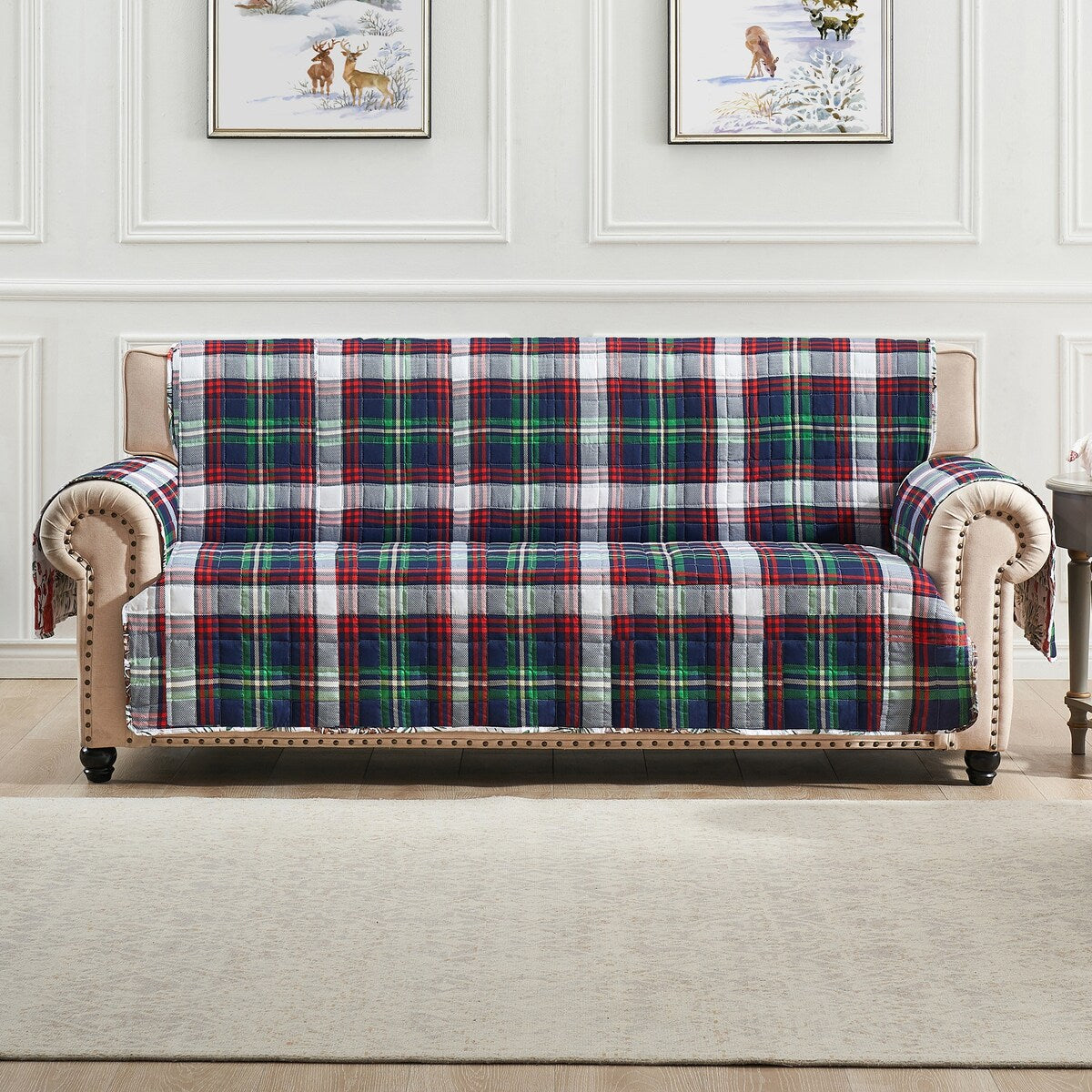 Greenland Home Cardinal Plaid Reversible Sofa Protector - 127 x 77 inches