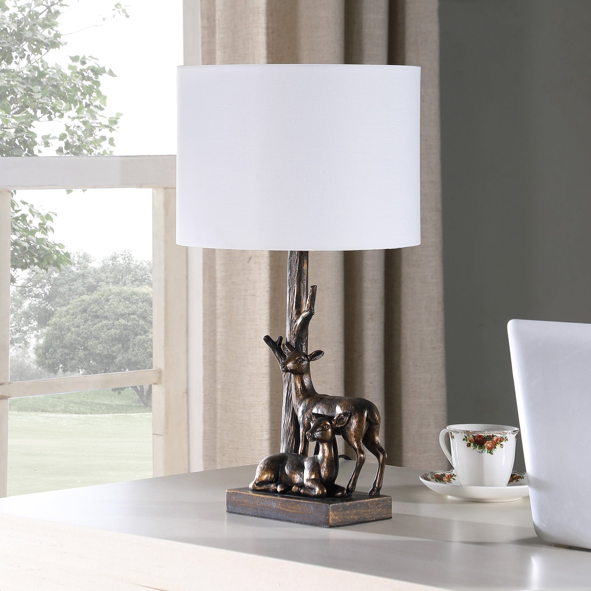 Capreolus Bronze Western Roe Deer Polyresin Table Lamp