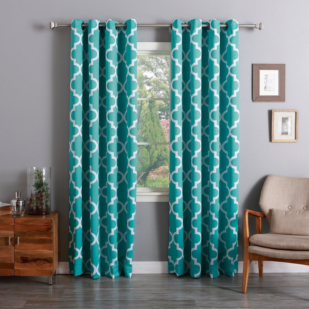 Aurora Home Moroccan Tile Room Darkening Grommet Top 84-inch Curtain Panel Pair - 52 x 84