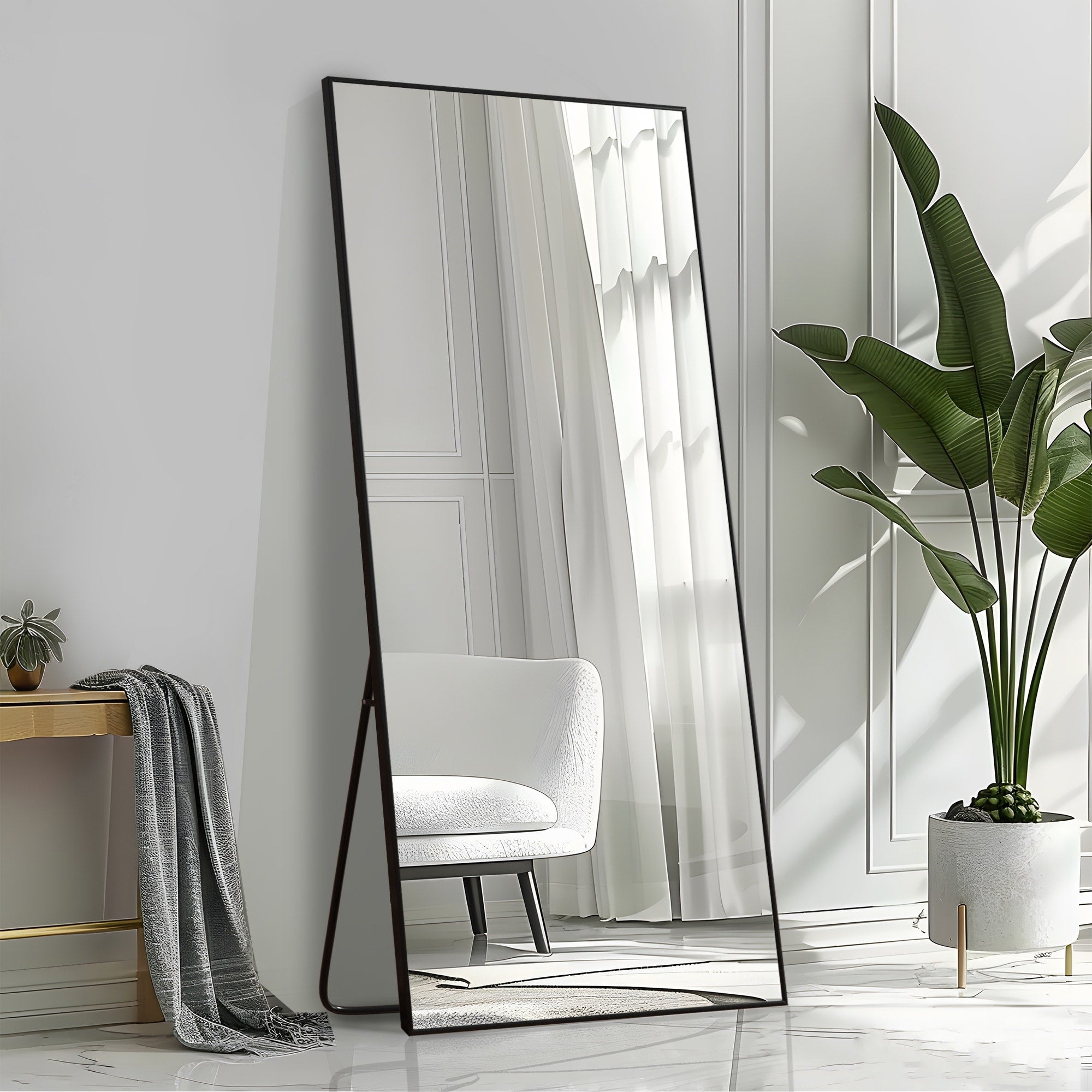 Modern Oversized Aluminum Alloy Full-Length Floor Mirror - 79*35