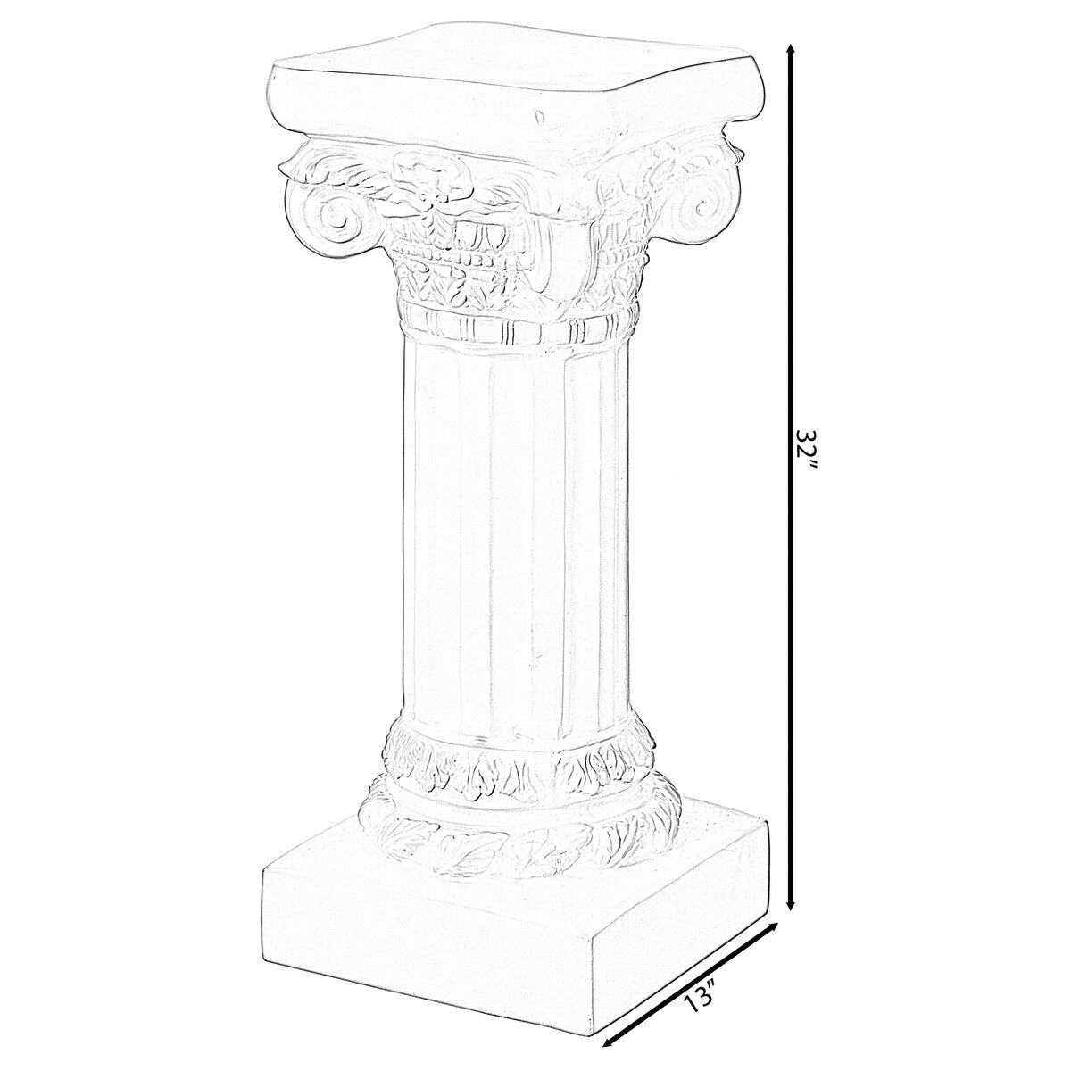 Fiberglass White Plinth Roman Style Column Ionic Piller Pedestal Vase Stand , Living Room, or Dining Room Decor