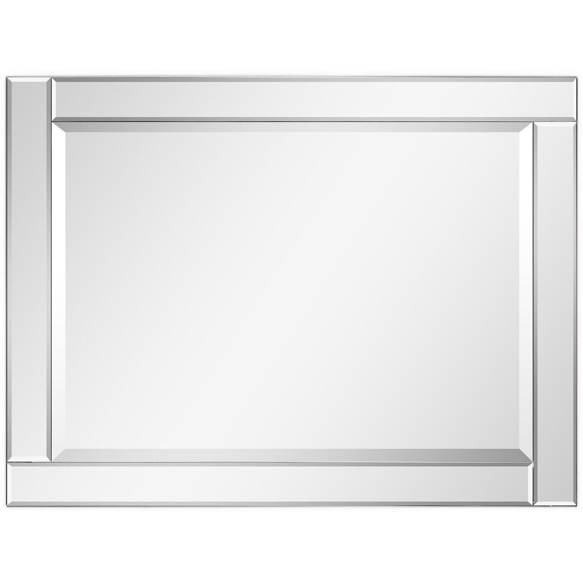 Beveled Rectangle Wall Mirror,Solid Wood Frame,1-Beveled Center, Bathroom,Bedroom,Living Room,Ready to Hang - Clear