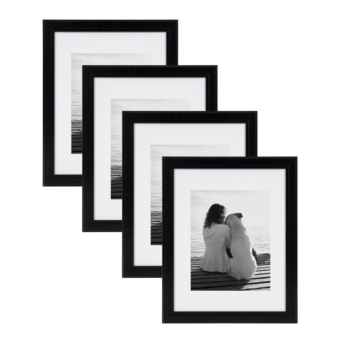 DesignOvation Kieva 11x14 matted to 8x10 Wood Picture Frame, Set of 4