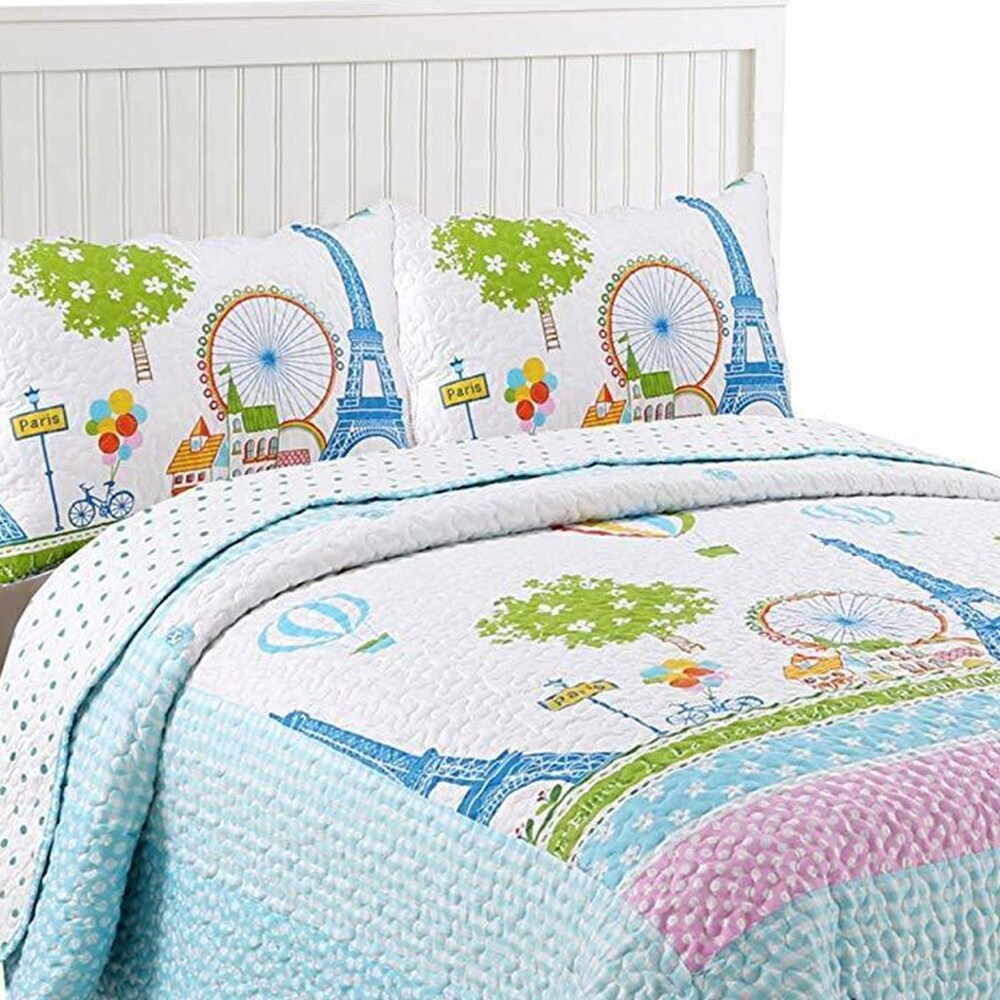 2pcs Kids Quilt Bedspread Comforter Set Throw Blanket Boys Girls Twin