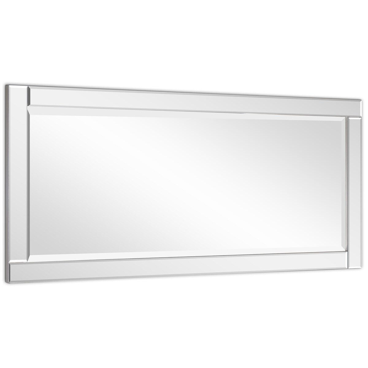 Beveled Rectangle Wall Mirror,Solid Wood Frame,1-Beveled Center, Bathroom,Bedroom,Living Room,Ready to Hang - Clear