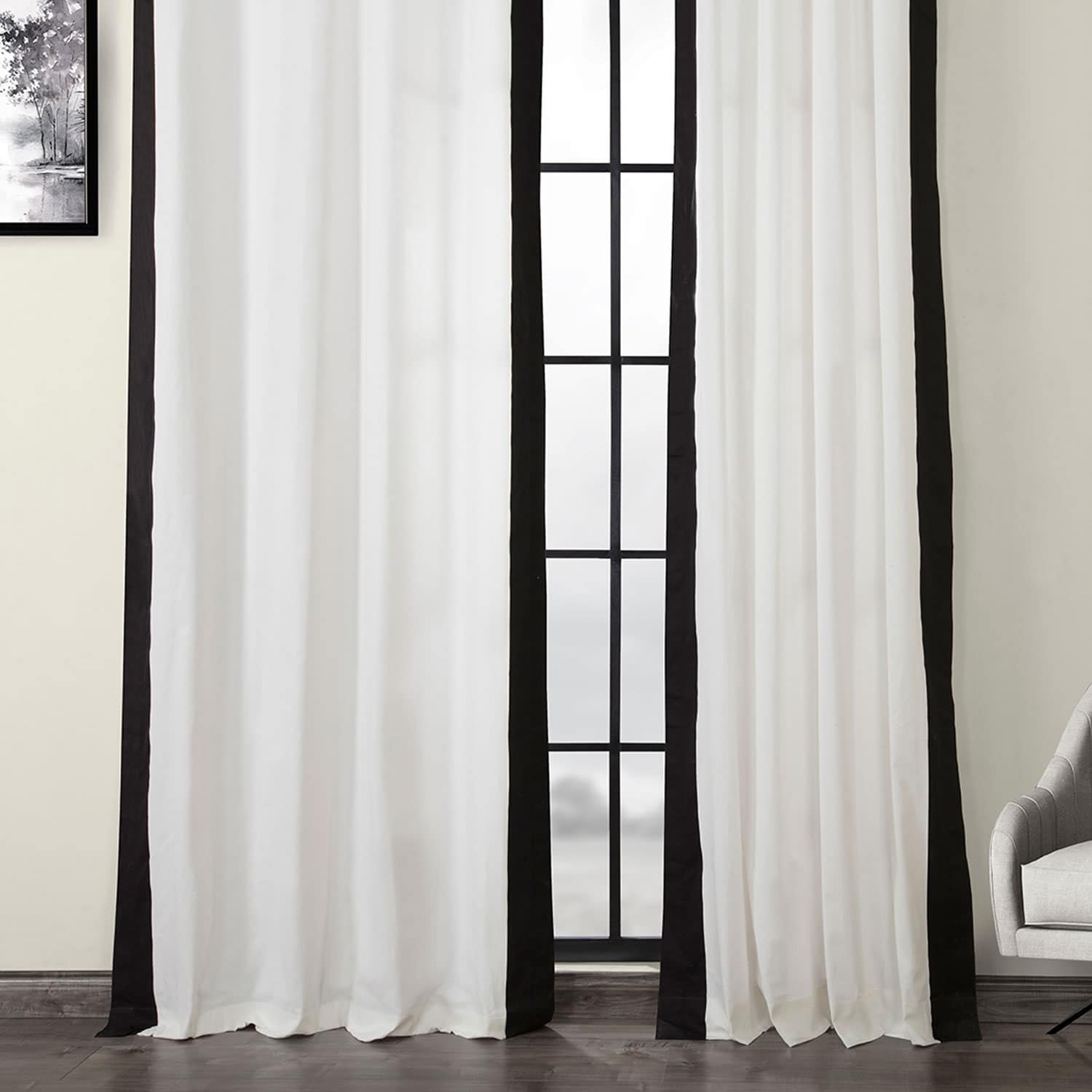 Exclusive Fabrics Urban Borders Grommet Vertical Colorblock Cotton Curtain (1 Panel)