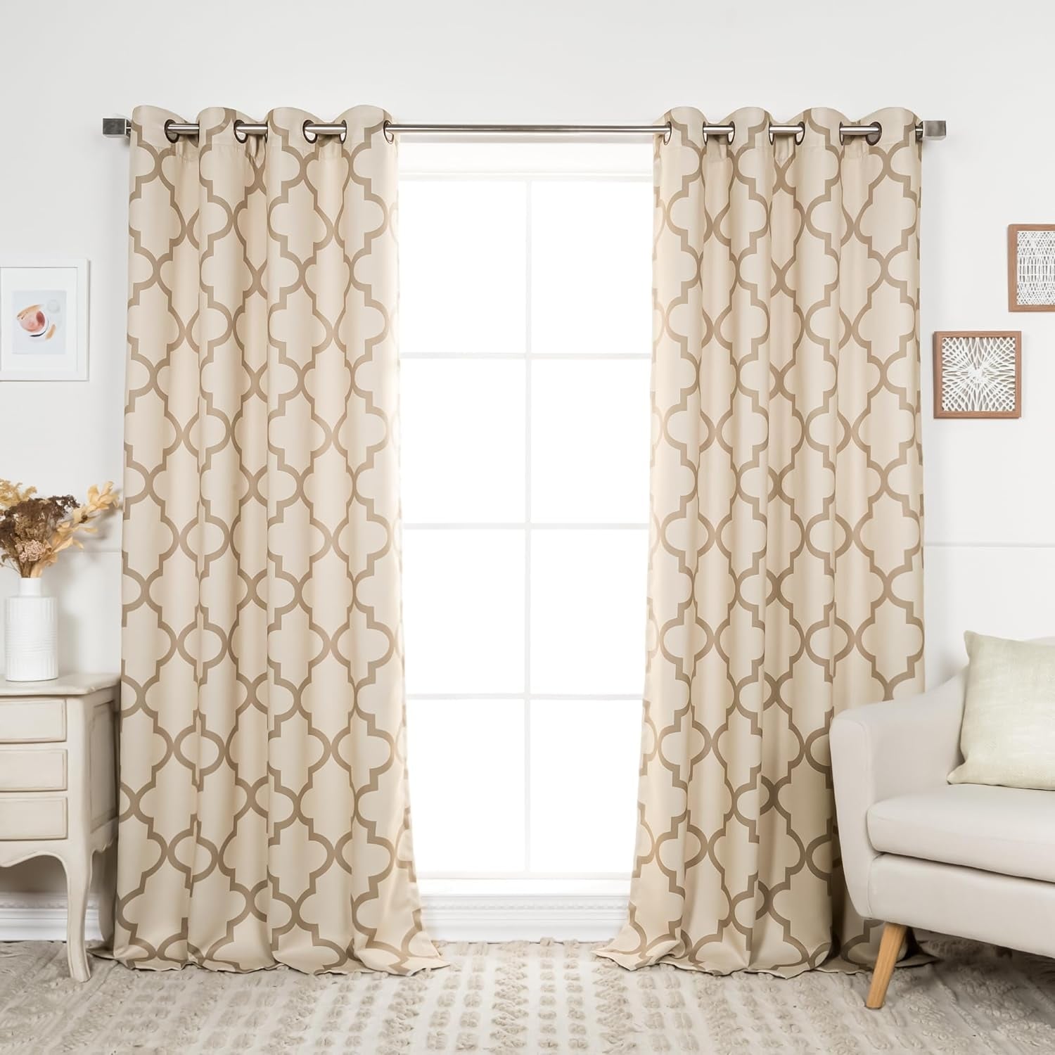 Aurora Home Moroccan Tile Room Darkening Grommet Top 84-inch Curtain Panel Pair - 52 x 84