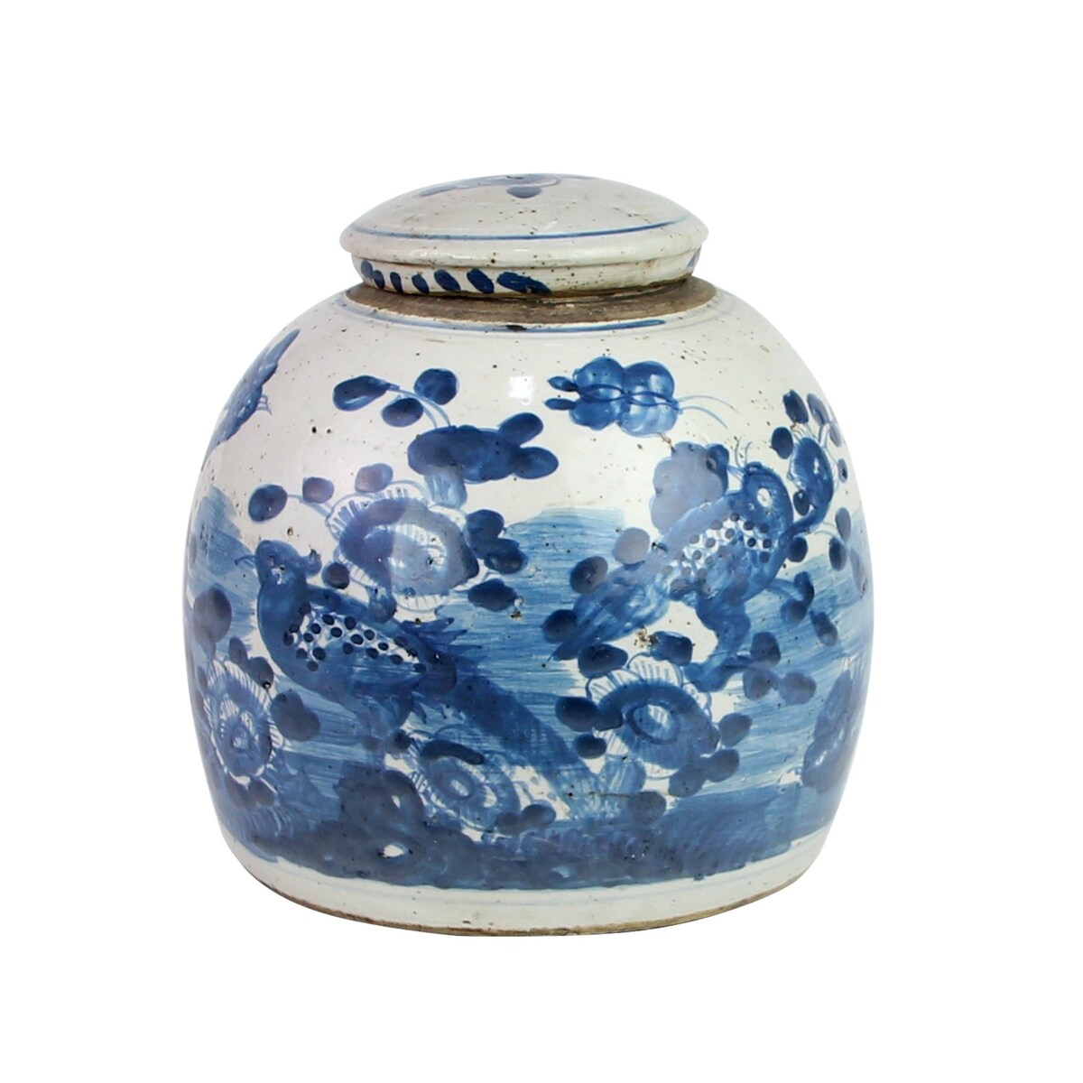 Vintage Ming Jar Flower Bird Motif - Small