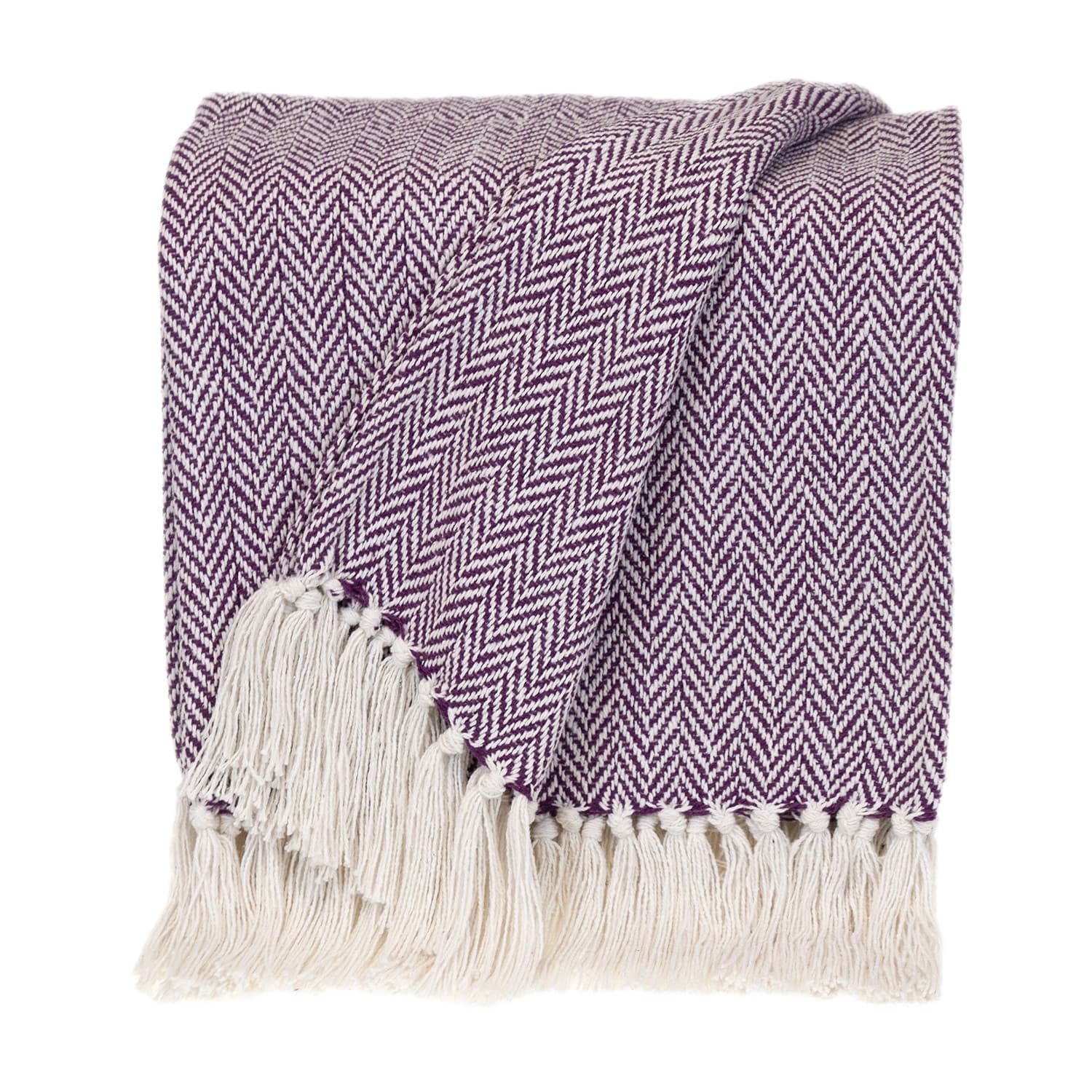 HomeRoots Parkland Collection Transitional Herringbone Purple Rectangle 50 x 60 Throw