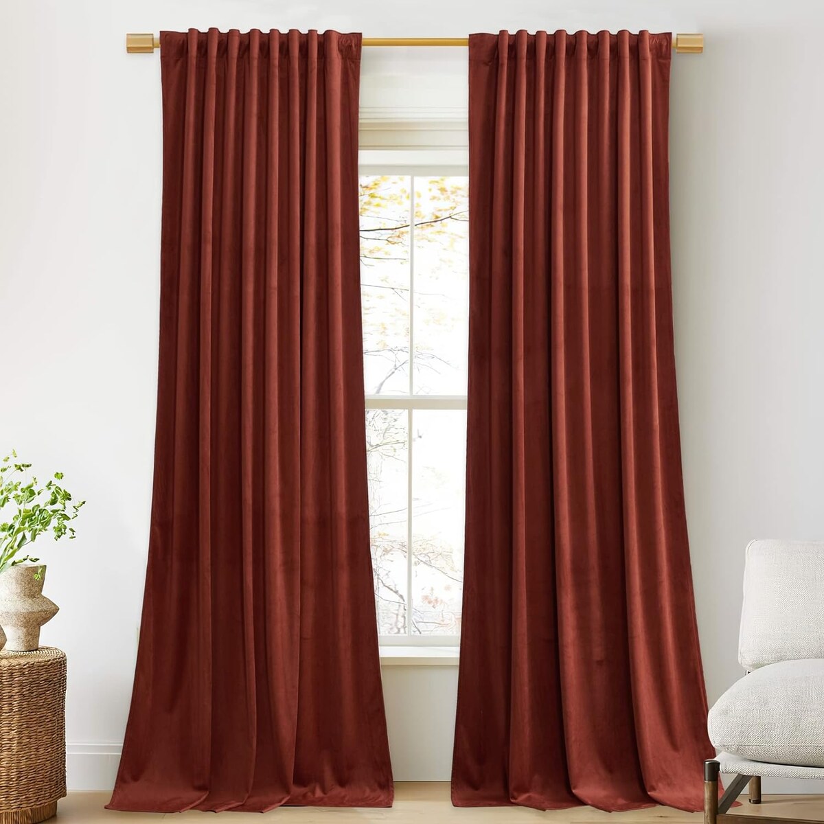 Velvet Curtains , Back Tab Heavy Thick Living Room Drapes Light Blocking Privacy Protect Curtain Panels , W52 x L96, 2 Panels