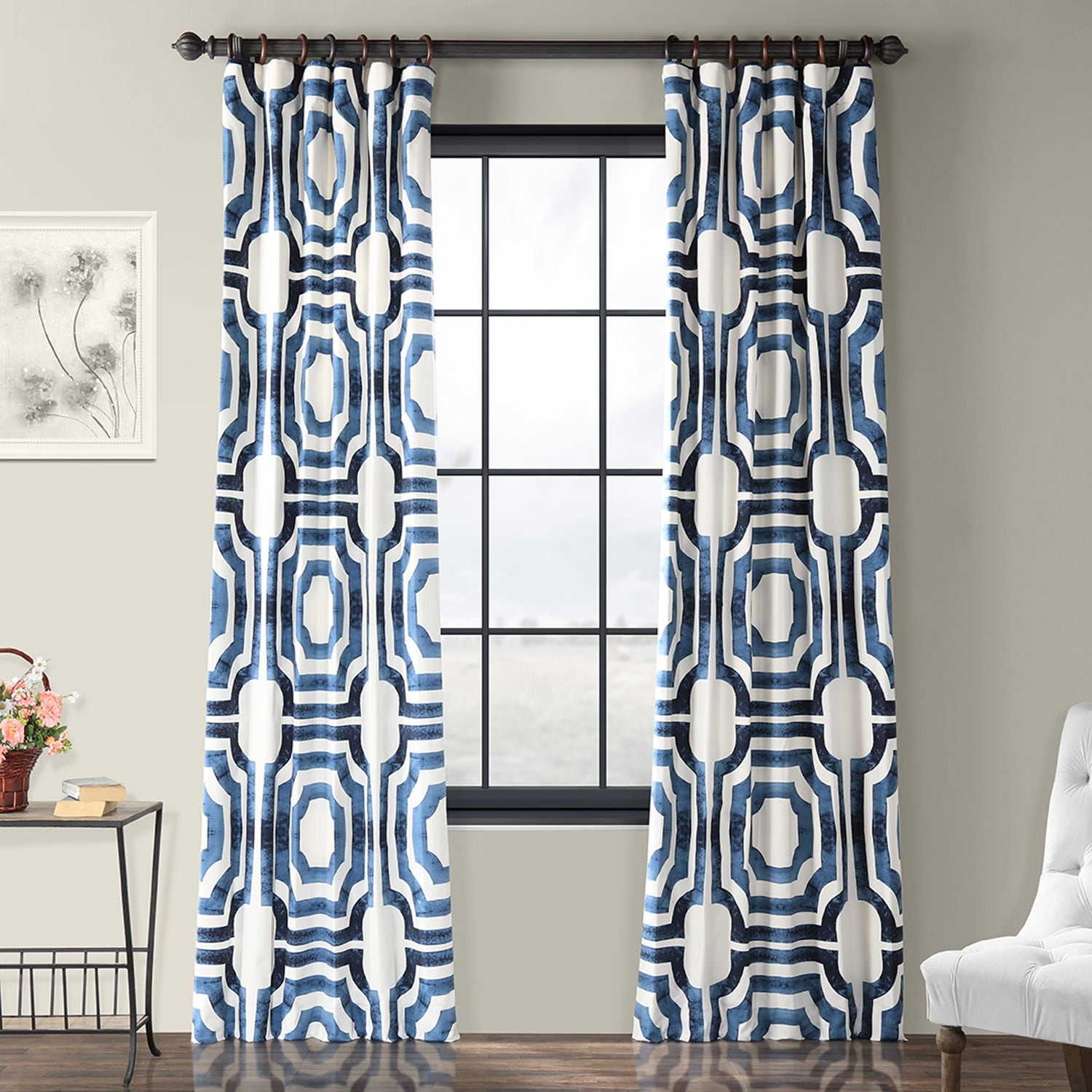 Exclusive Fabrics Modern Geometric Room Darkening Cotton Window Curtains (1 Panel)