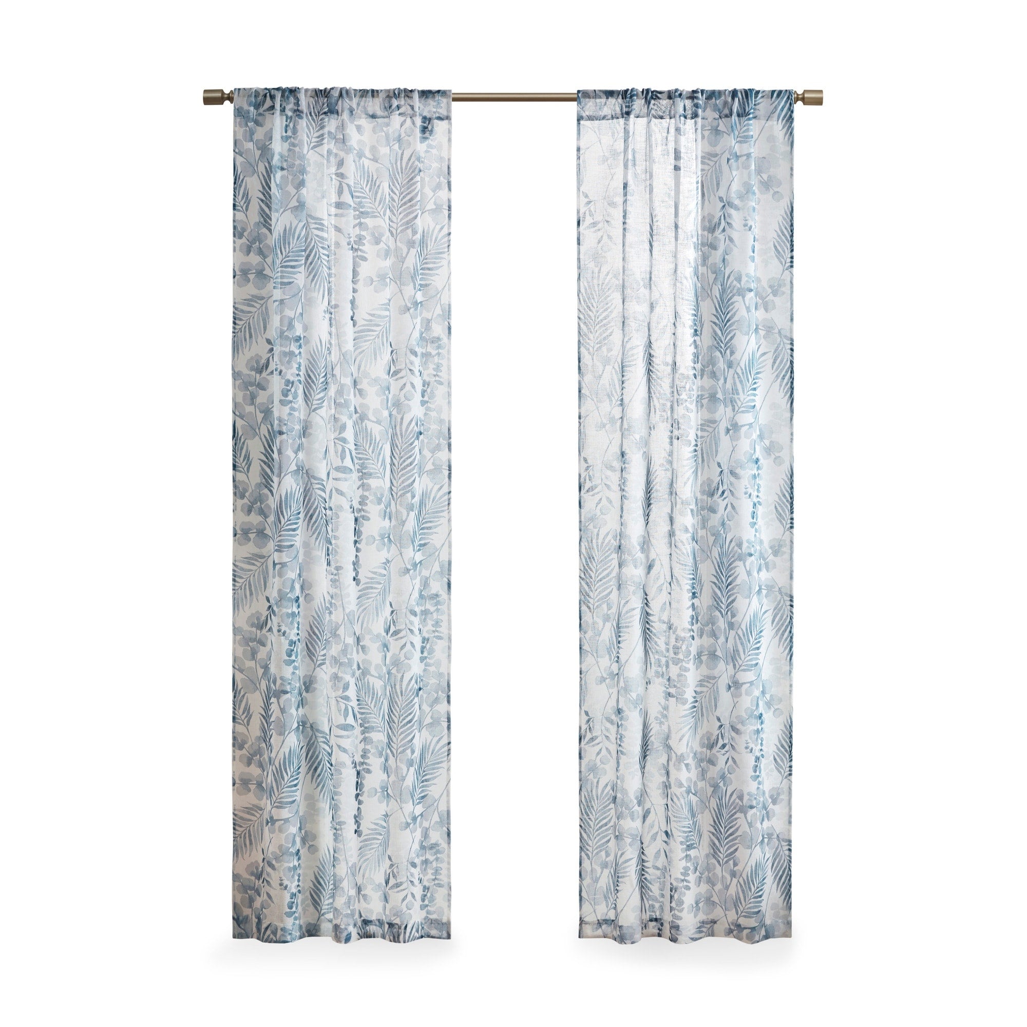 Madison Park Tulia Botanical Printed Texture Sheer Window Curtain Pair