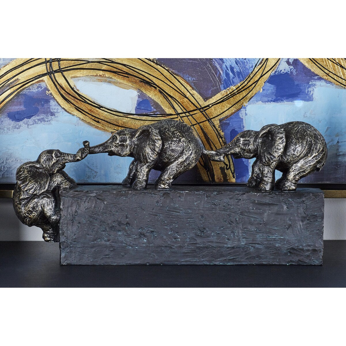 Polystone Elephant Decorative Sculpture - Black - Roche River Decor