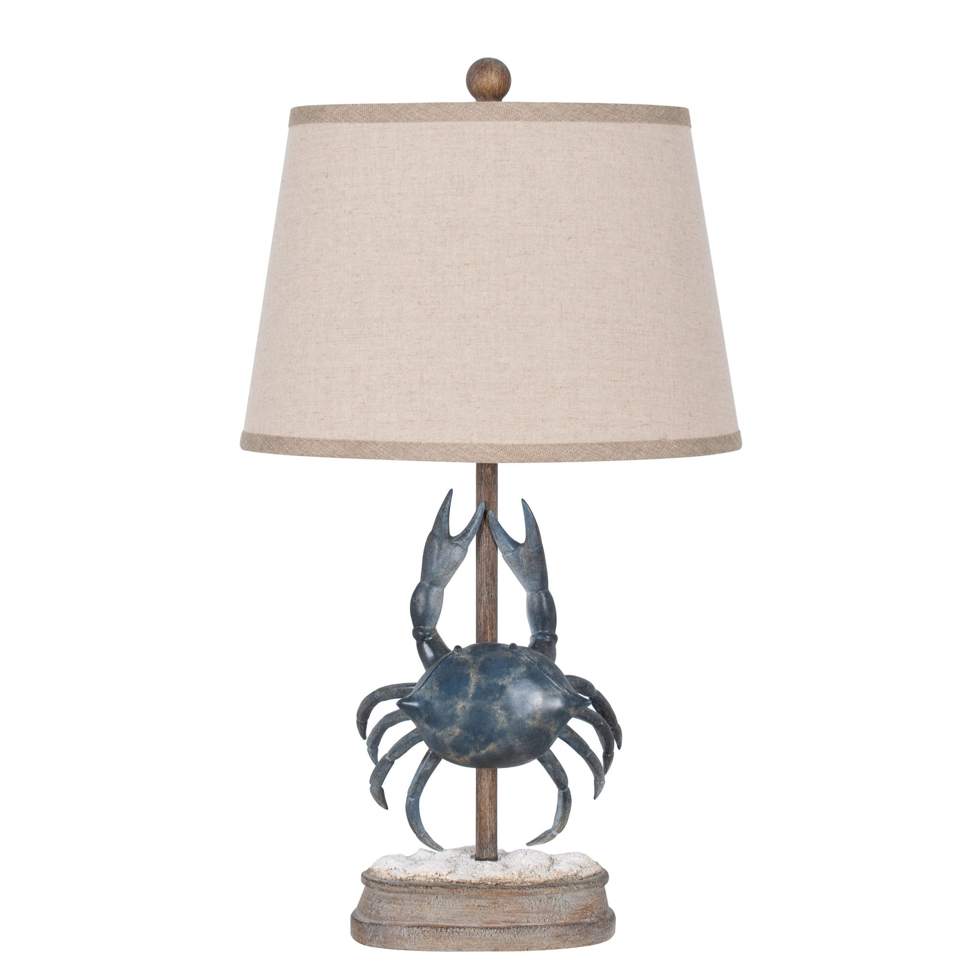 Polyresin 25 Table Lamp with Linen Shade, Blue & Brown