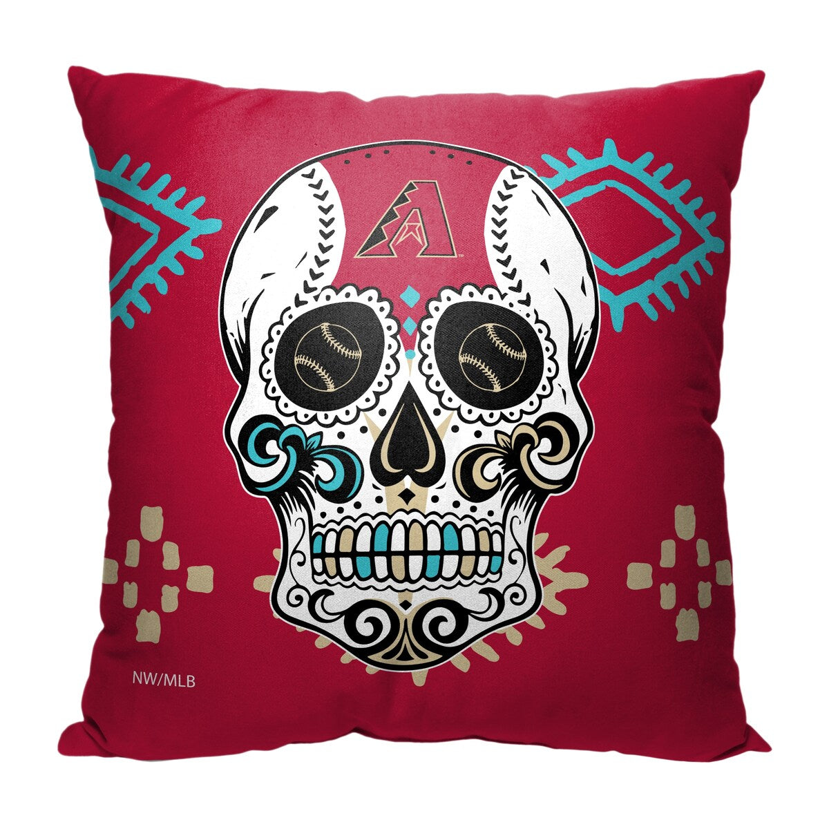 MLB Arizona Diamondbacks Candy Skull 18 Inch Throw Pillow