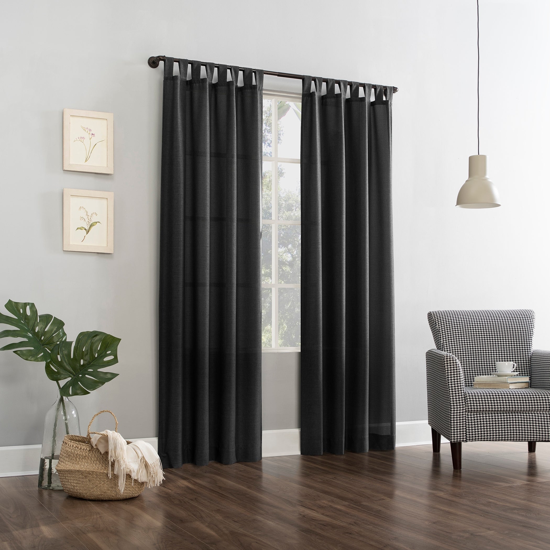 No. 918 Jacob Heathered Texture Semi-Sheer Tab Top Curtain Panel, Single Panel